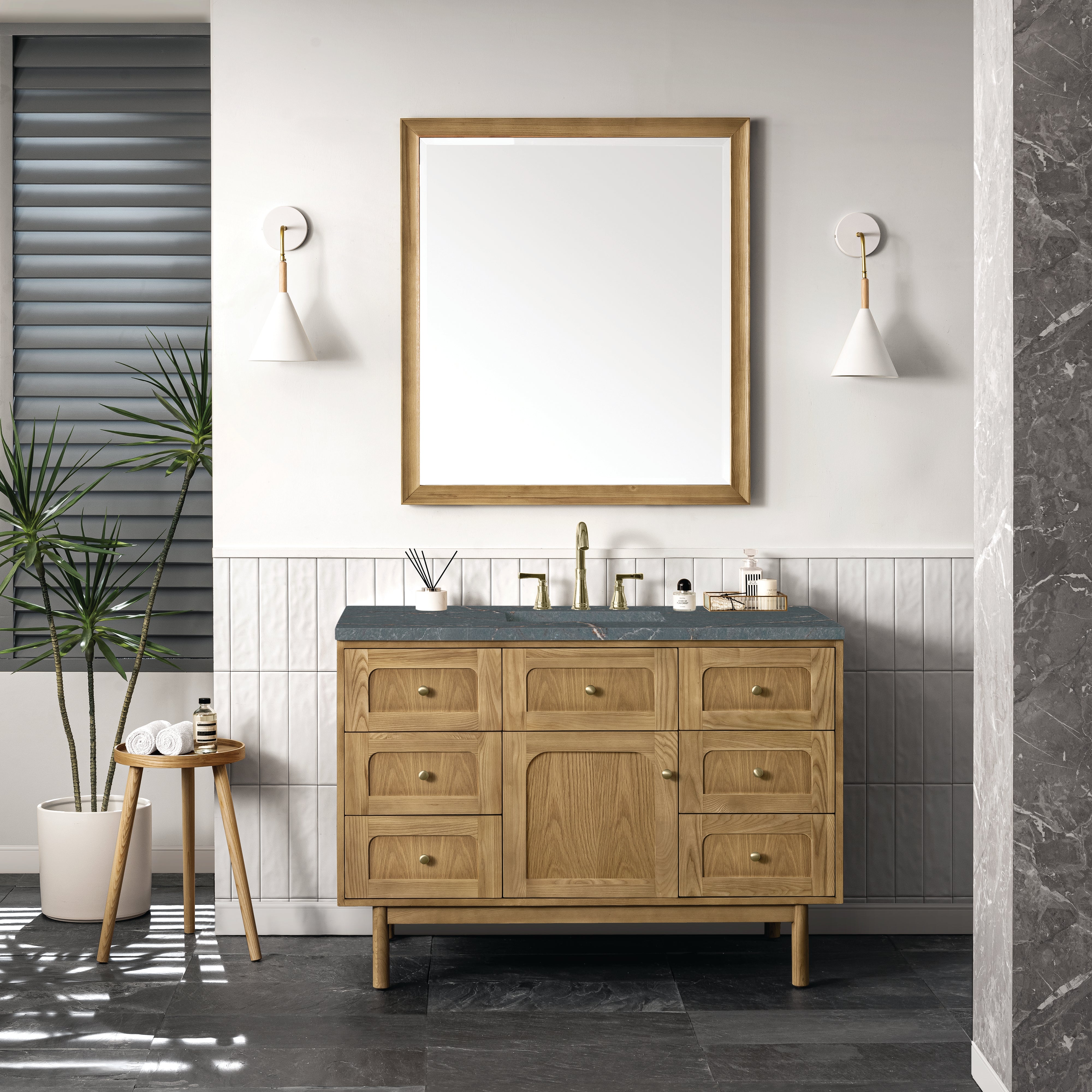 James Martin Laurent 48" Single Vanity in Light Natural Oak with 3cm Countertop