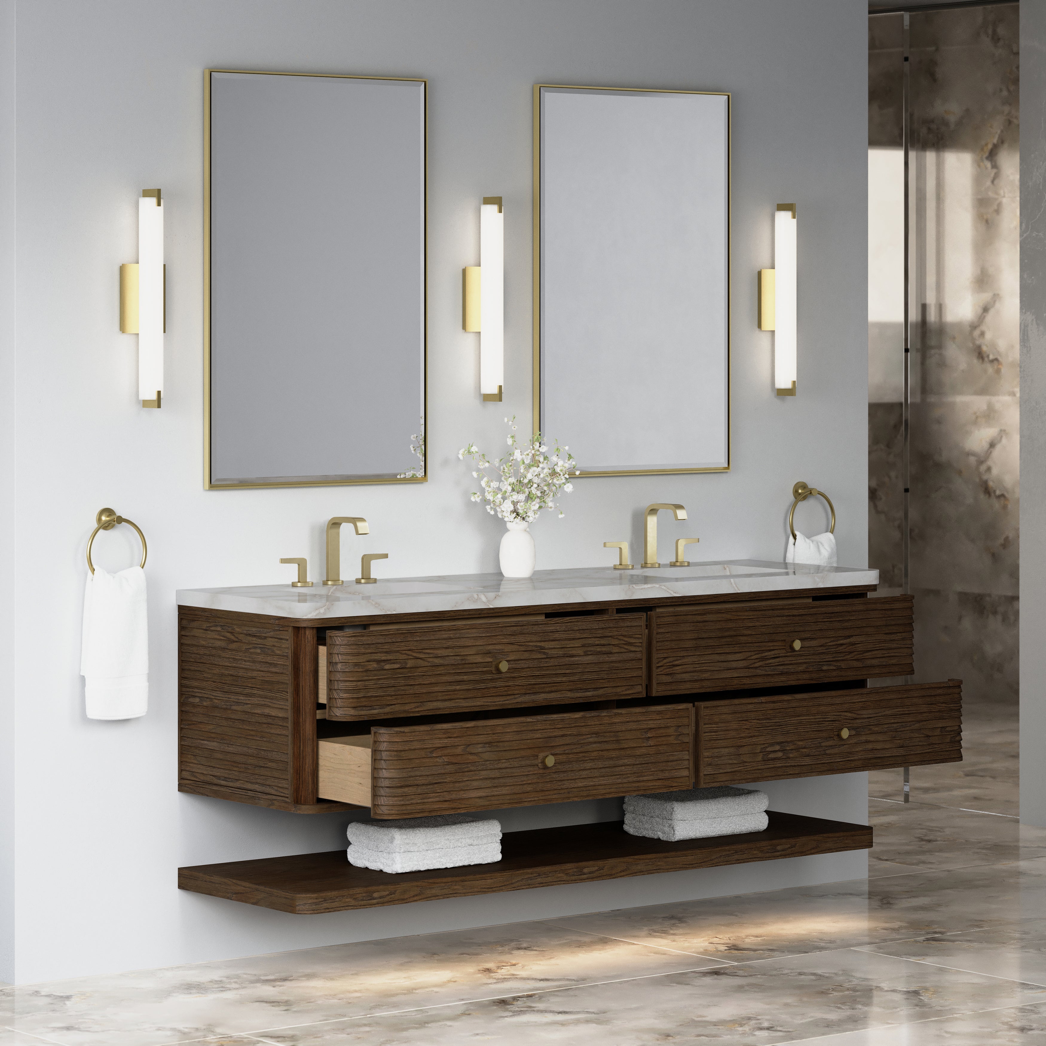 James Martin Allamari 72" Double Vanity in Sable with 3cm Countertop