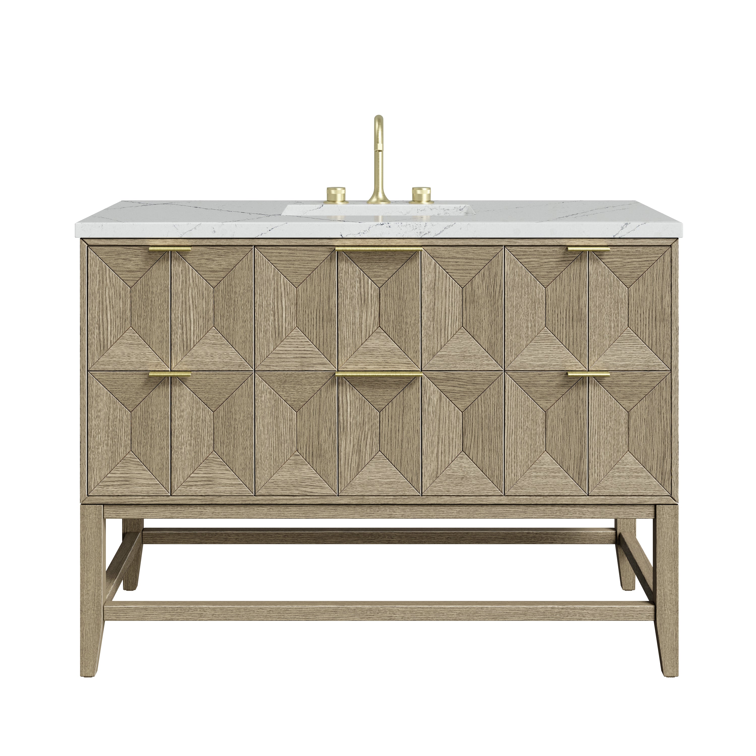 James Martin Emmeline 48" Single Vanity in Pebble Oak with 3cm Countertop