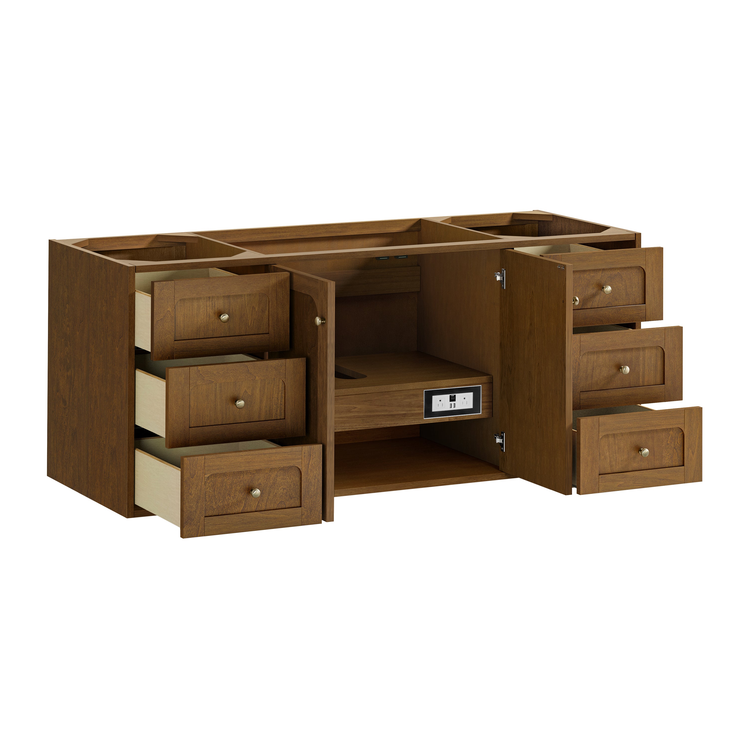James Martin Laurent 60" Single Vanity in Honey Oak with 3cm Countertop and FreePower Wireless Charger