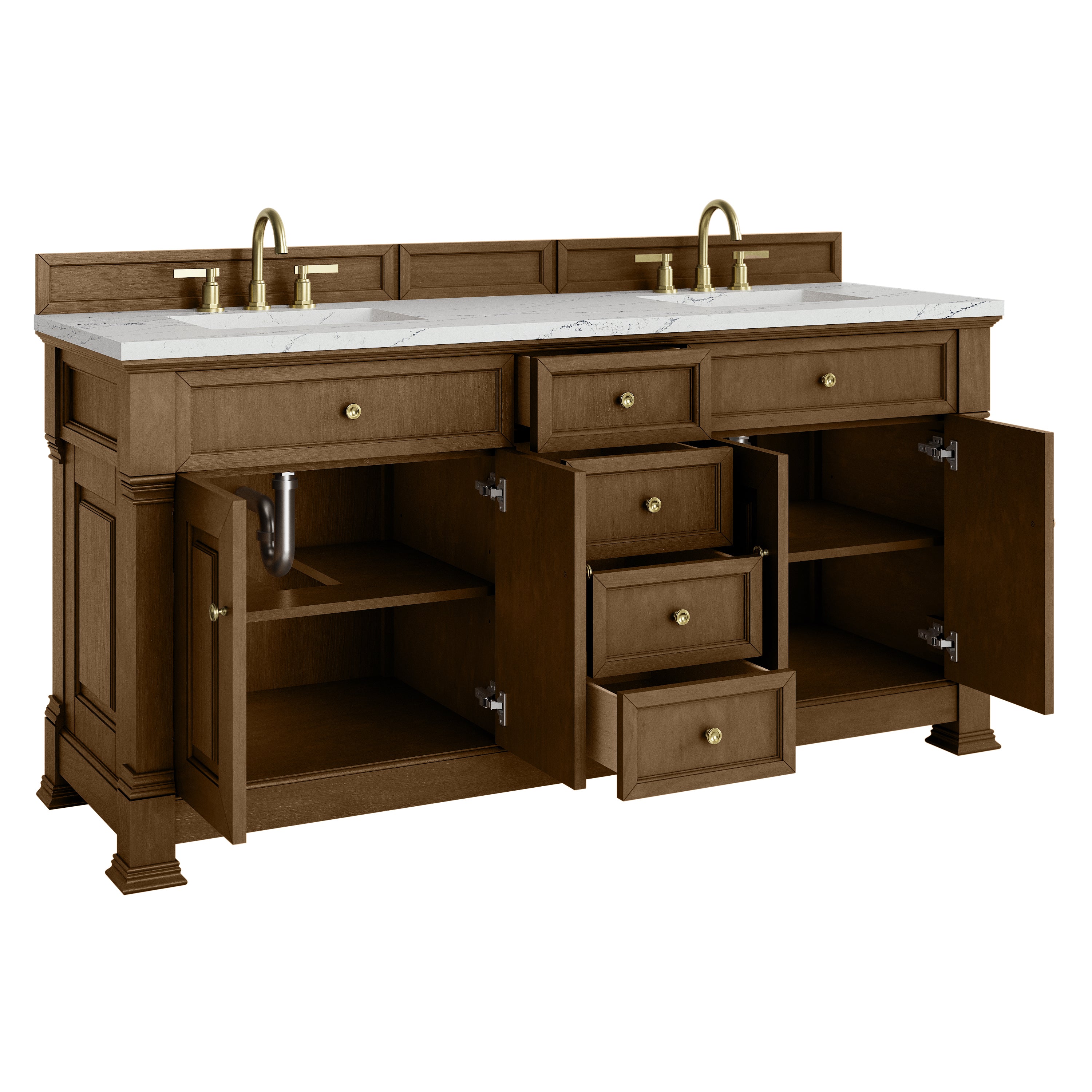 James Martin Brookfield 72" Double Vanity in Honey Oak with 3cm Countertop