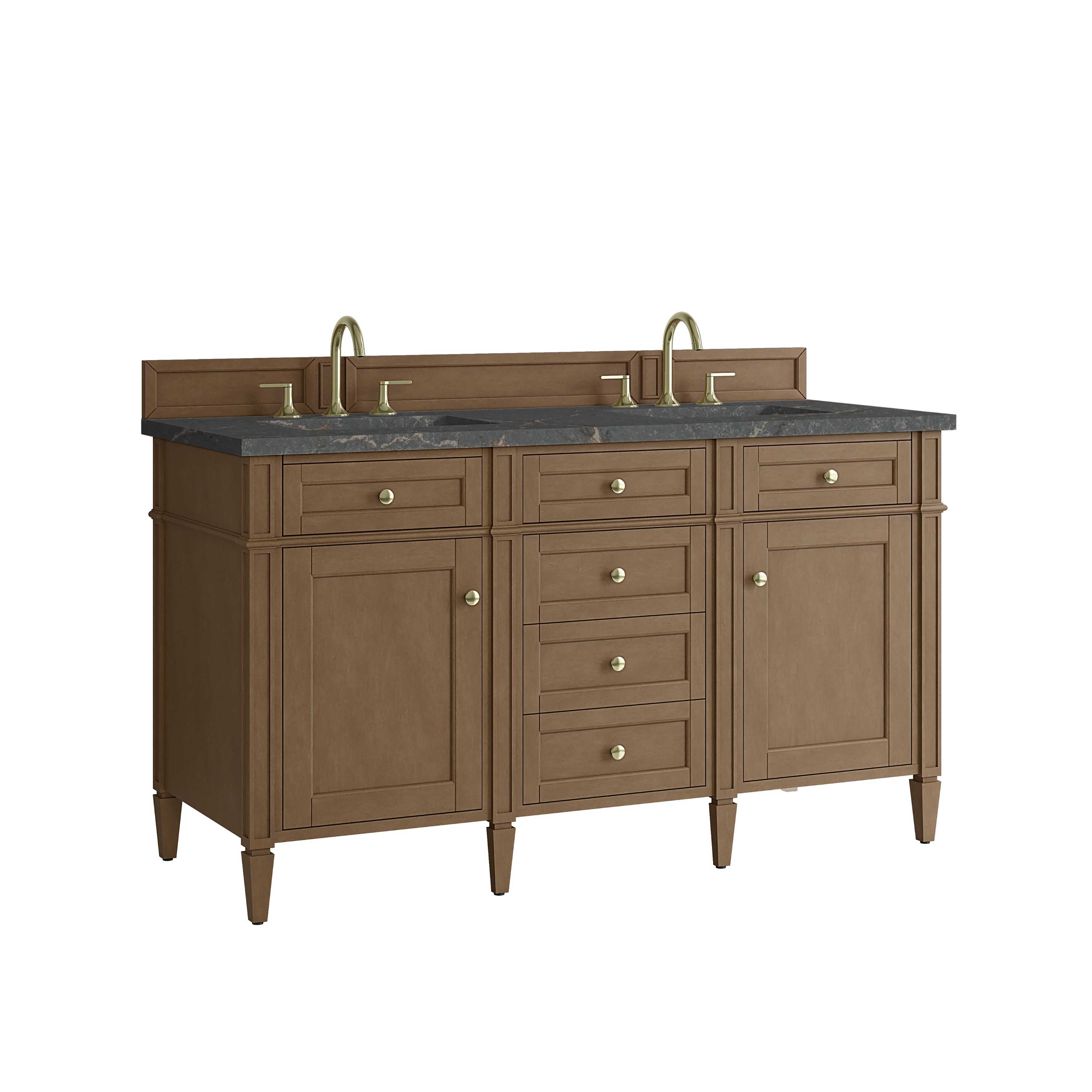 James Martin Brittany 60" Double Vanity in Pecan with 3cm Countertop