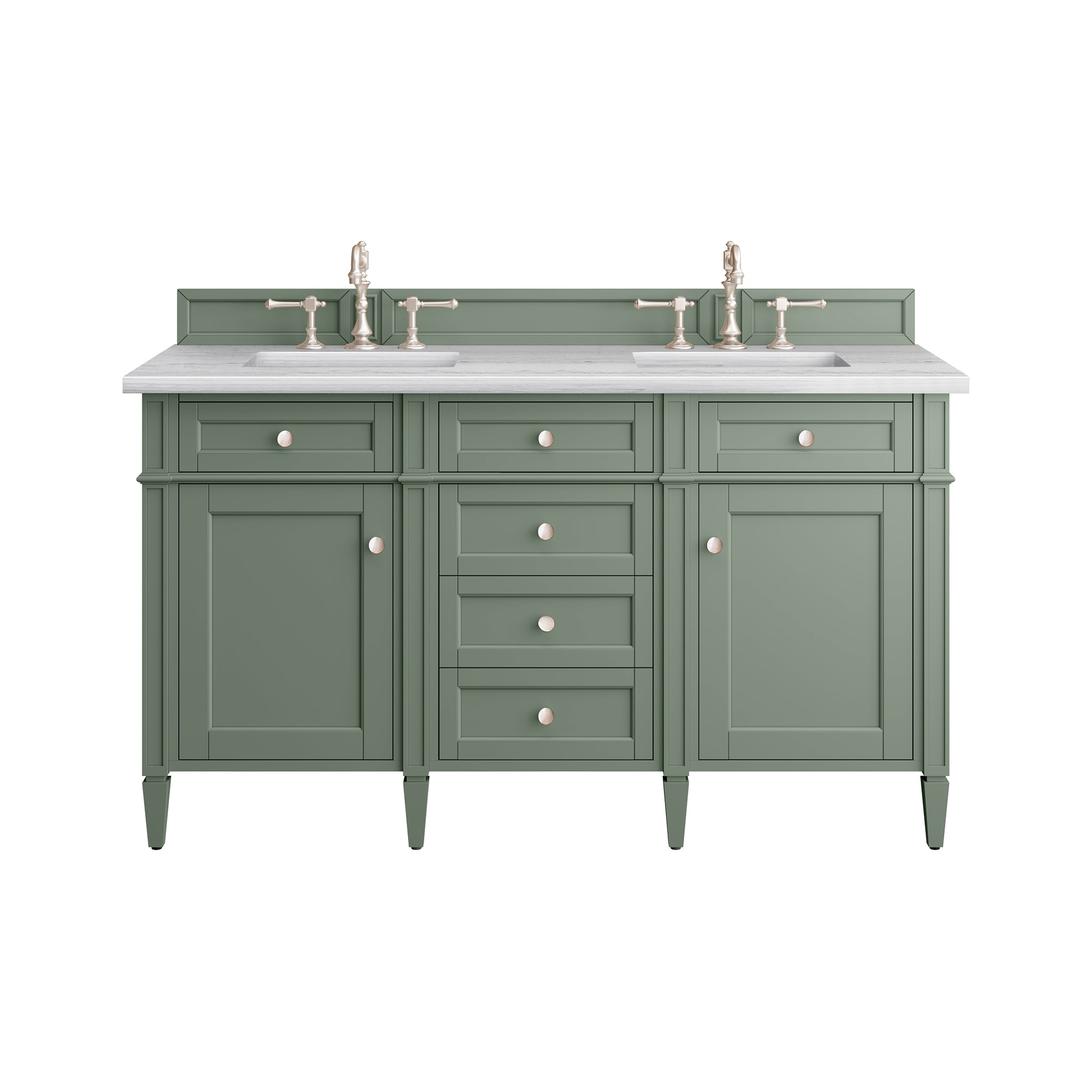 James Martin Brittany 60" Double Vanity in Smokey Celadon with 3cm Countertop