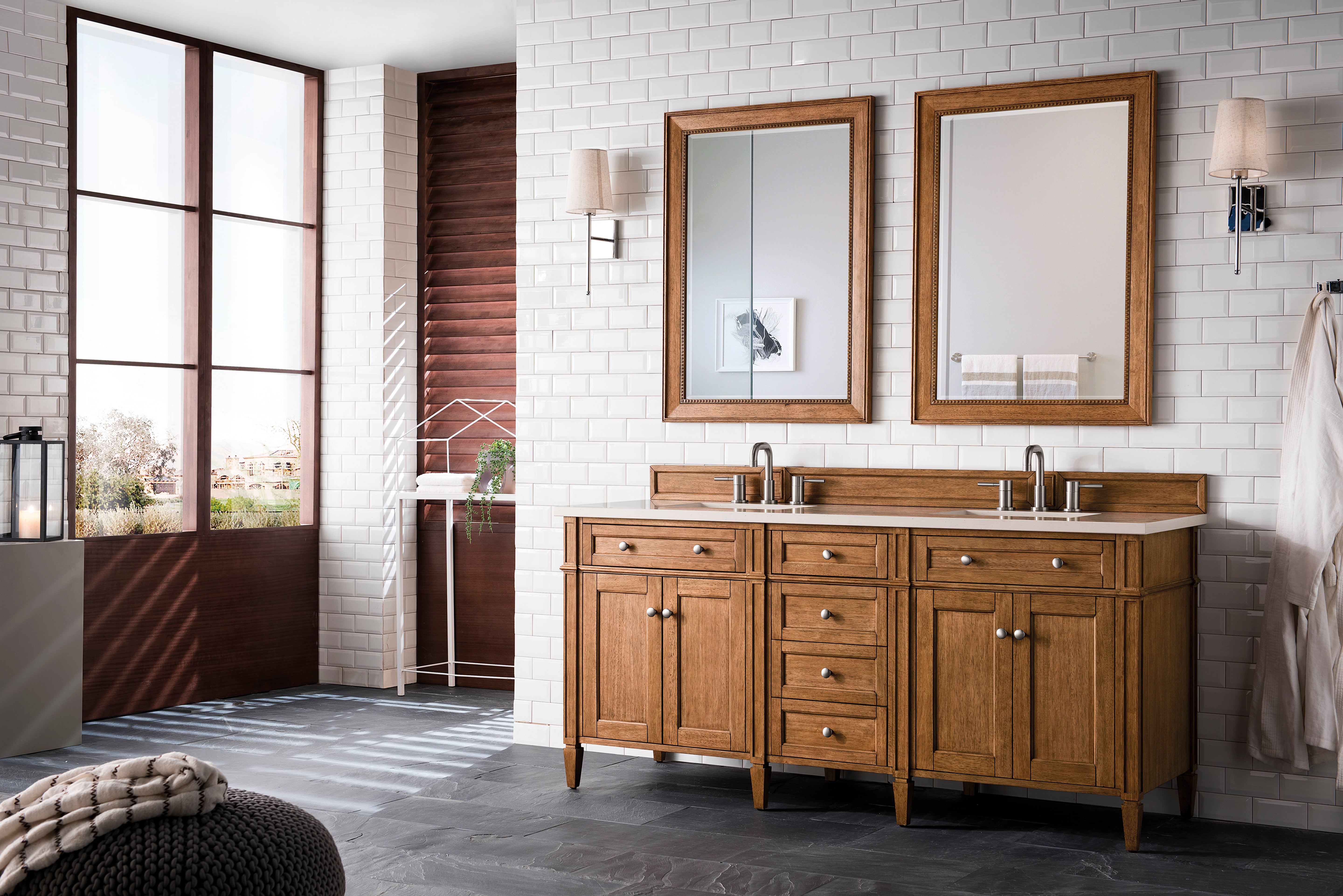 James Martin Brittany 72" Double Vanity in Saddle Brown with 3cm Countertop