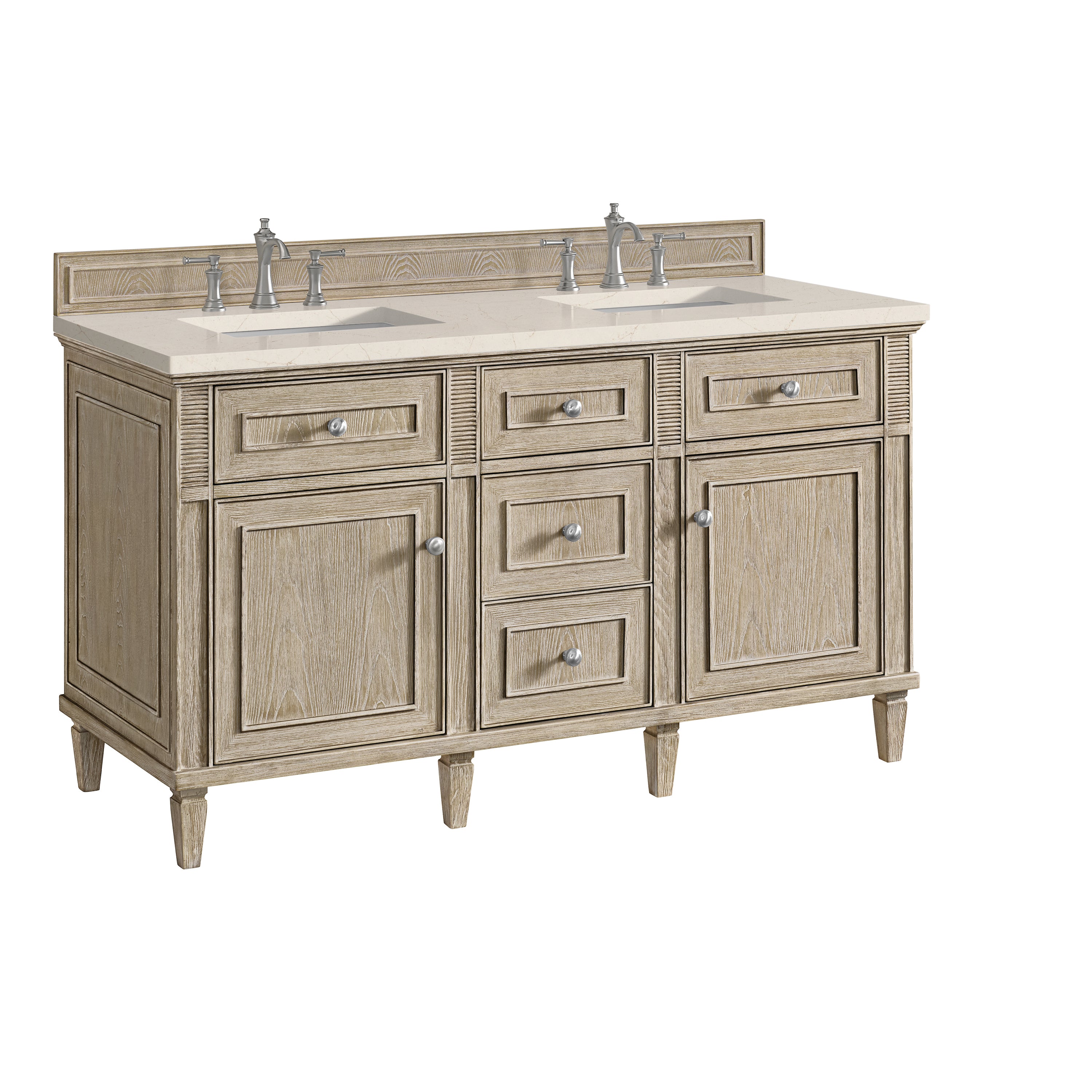 James Martin Lorelai 60" Double Vanity in Whitewashed Oak with 3cm Countertop