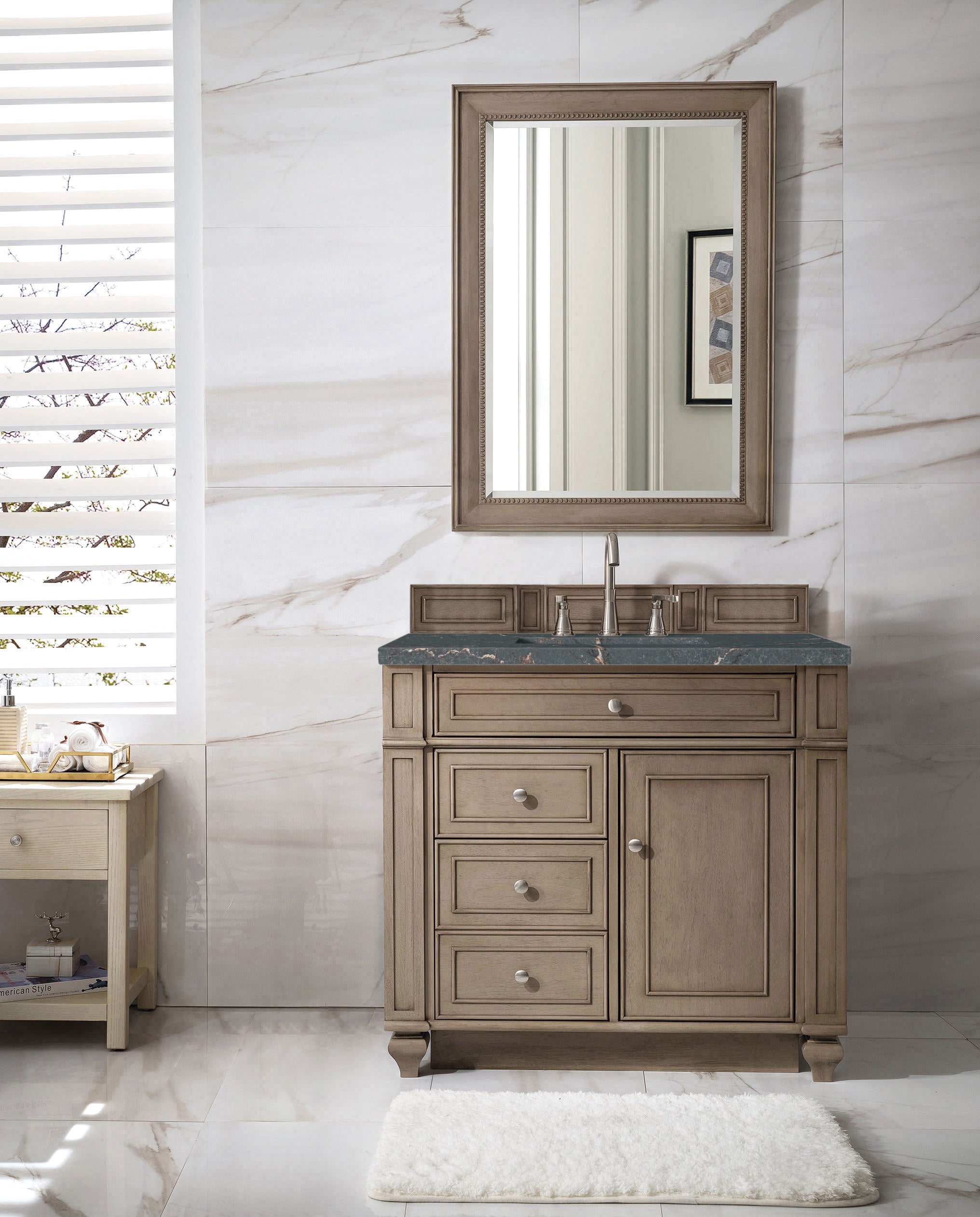 James Martin Bristol 36" Single Vanity in Whitewashed Walnut with 3cm Countertop