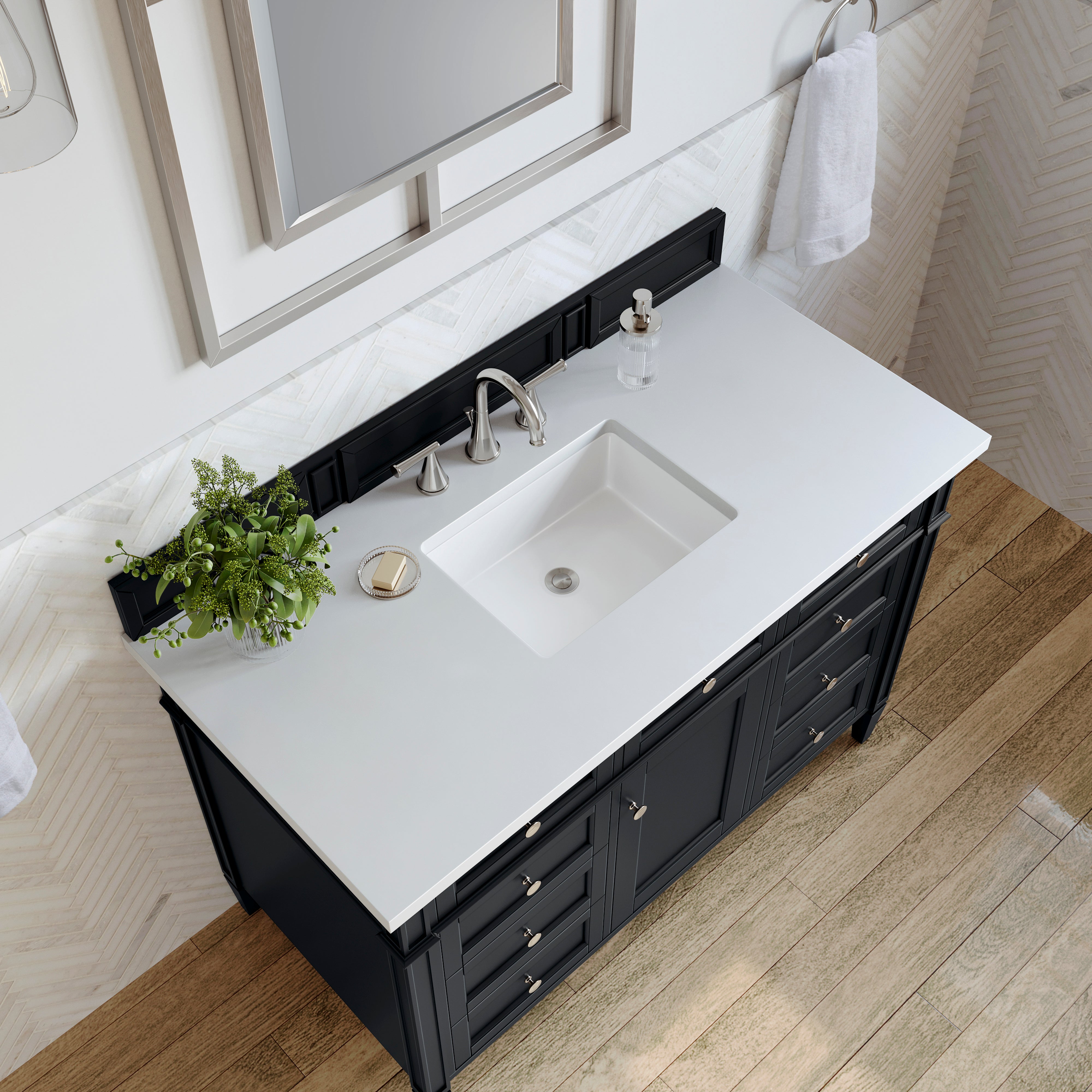 James Martin Brittany 48" Single Vanity in Black Onyx with 3cm Countertop
