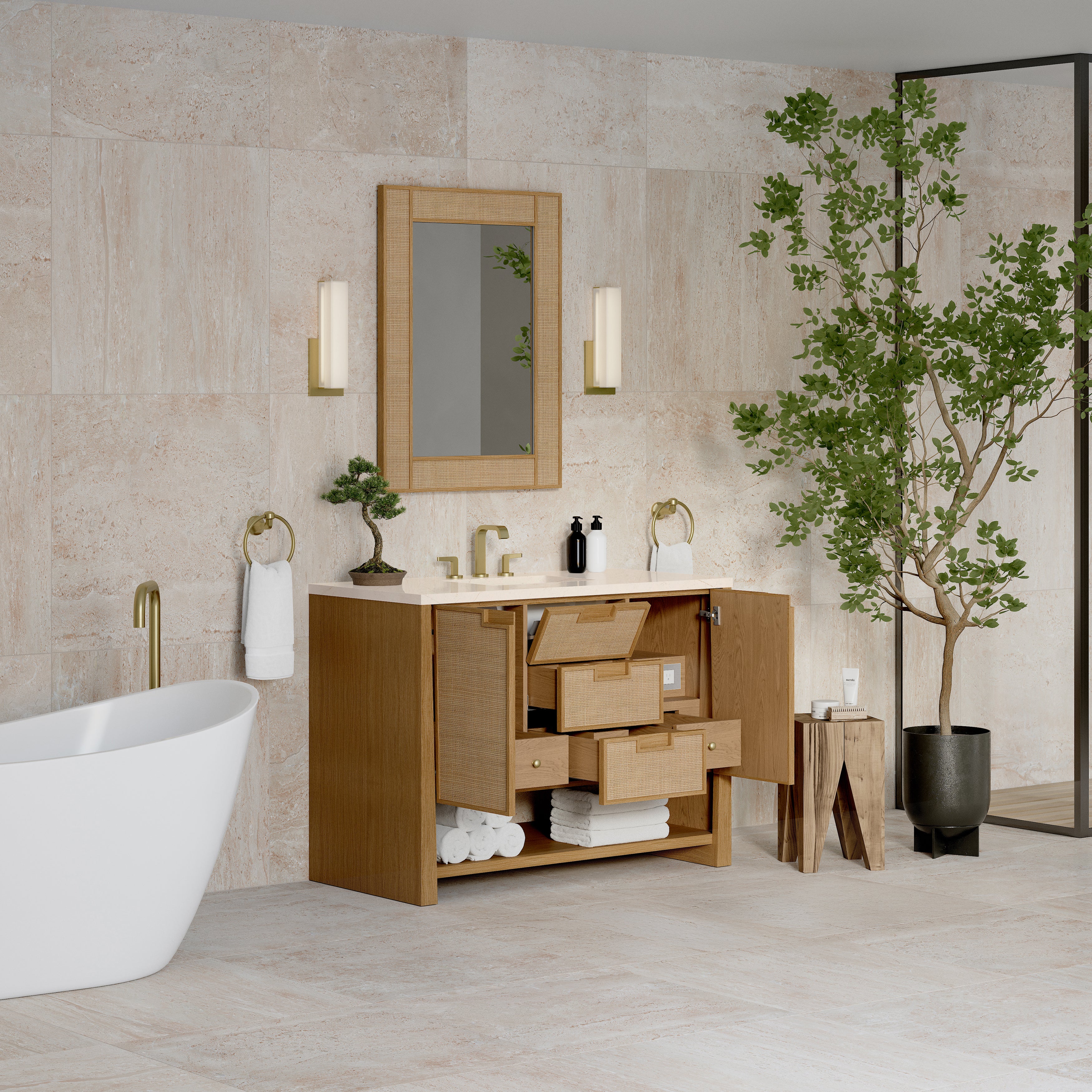 James Martin Solene 48" Single Vanity in Seaside Oak with 3cm Countertop