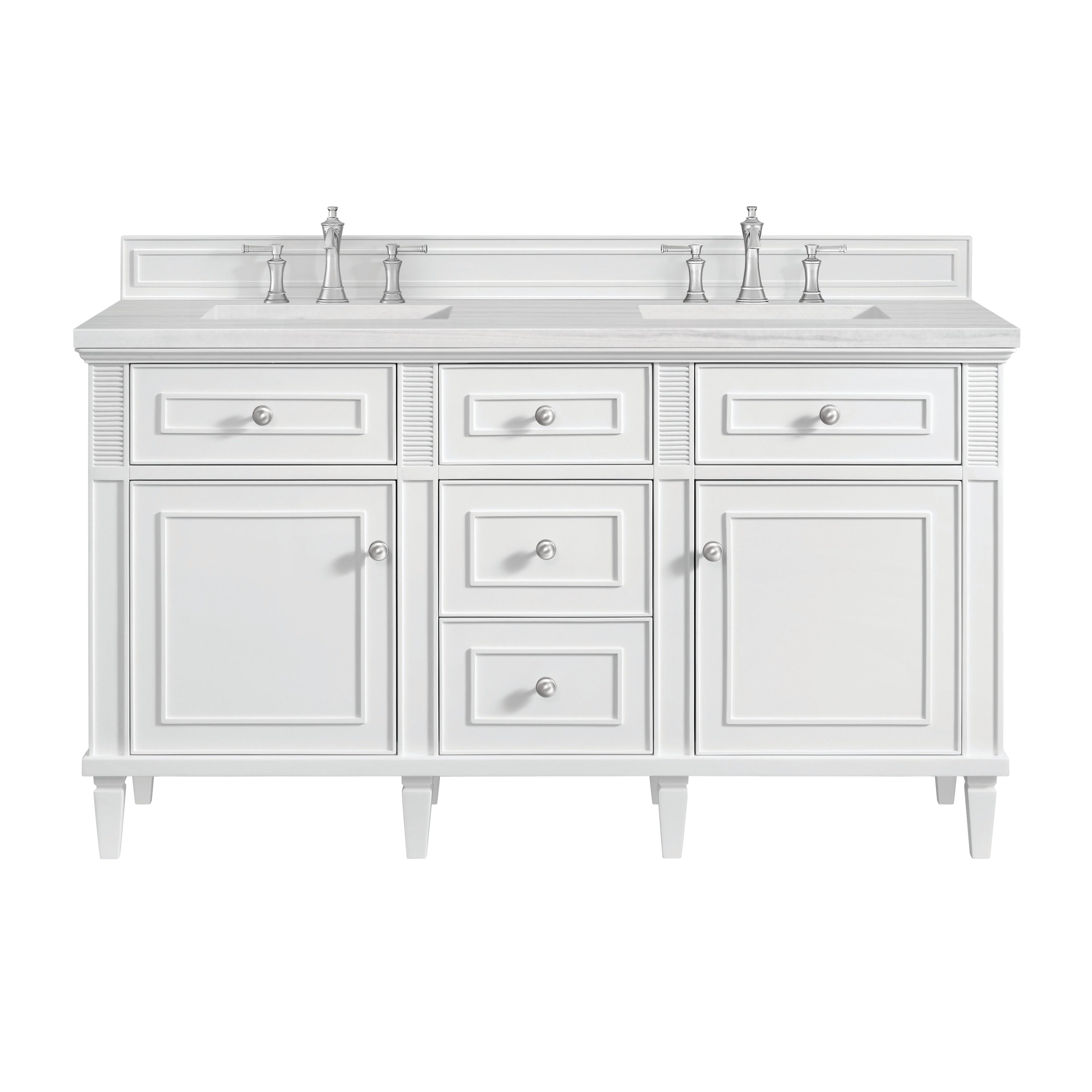 James Martin Lorelai 60" Double Vanity in Bright White with 3cm Countertop
