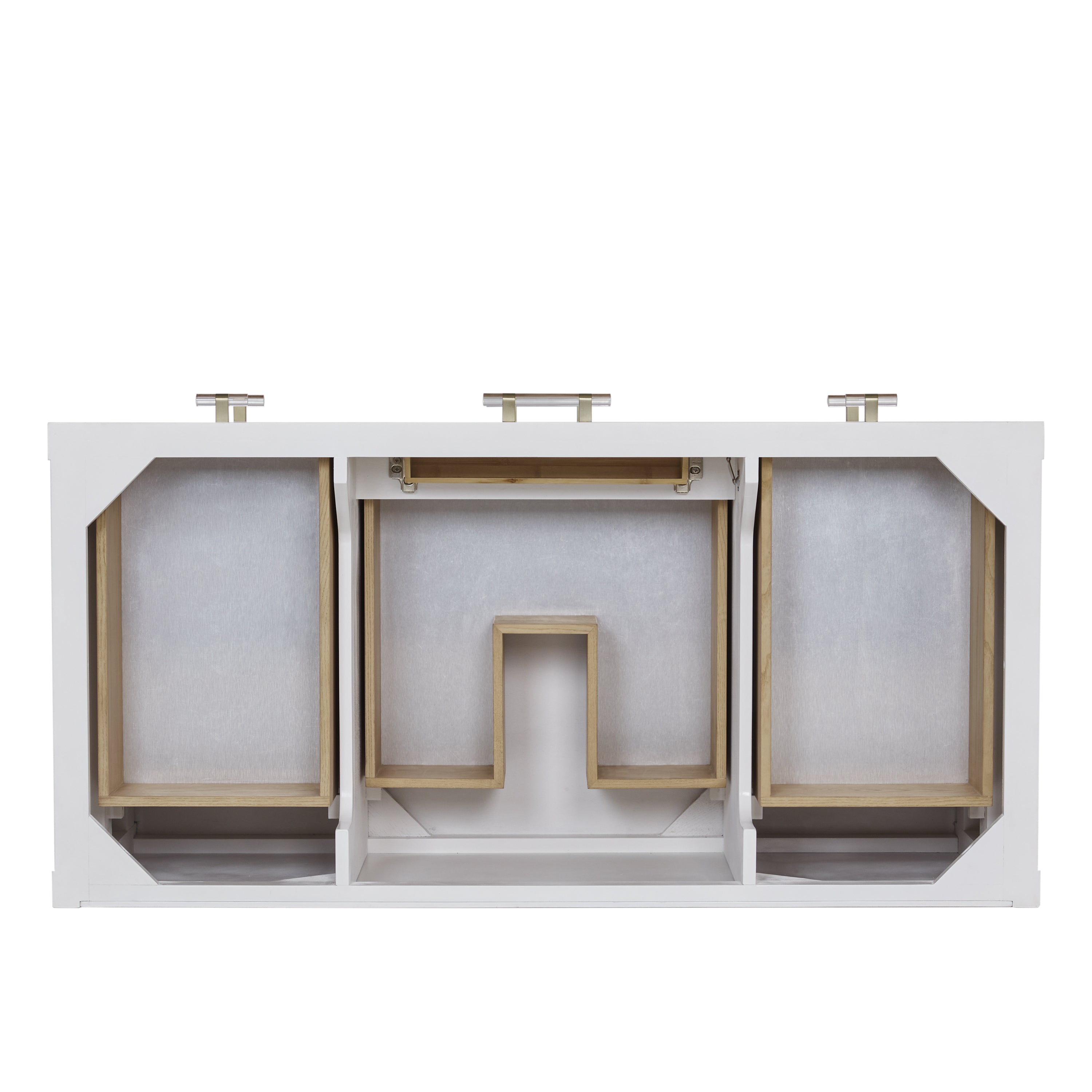 James Martin Olena 48" Single Vanity in Light Mappa Burl and Polished White with 3cm Countertop