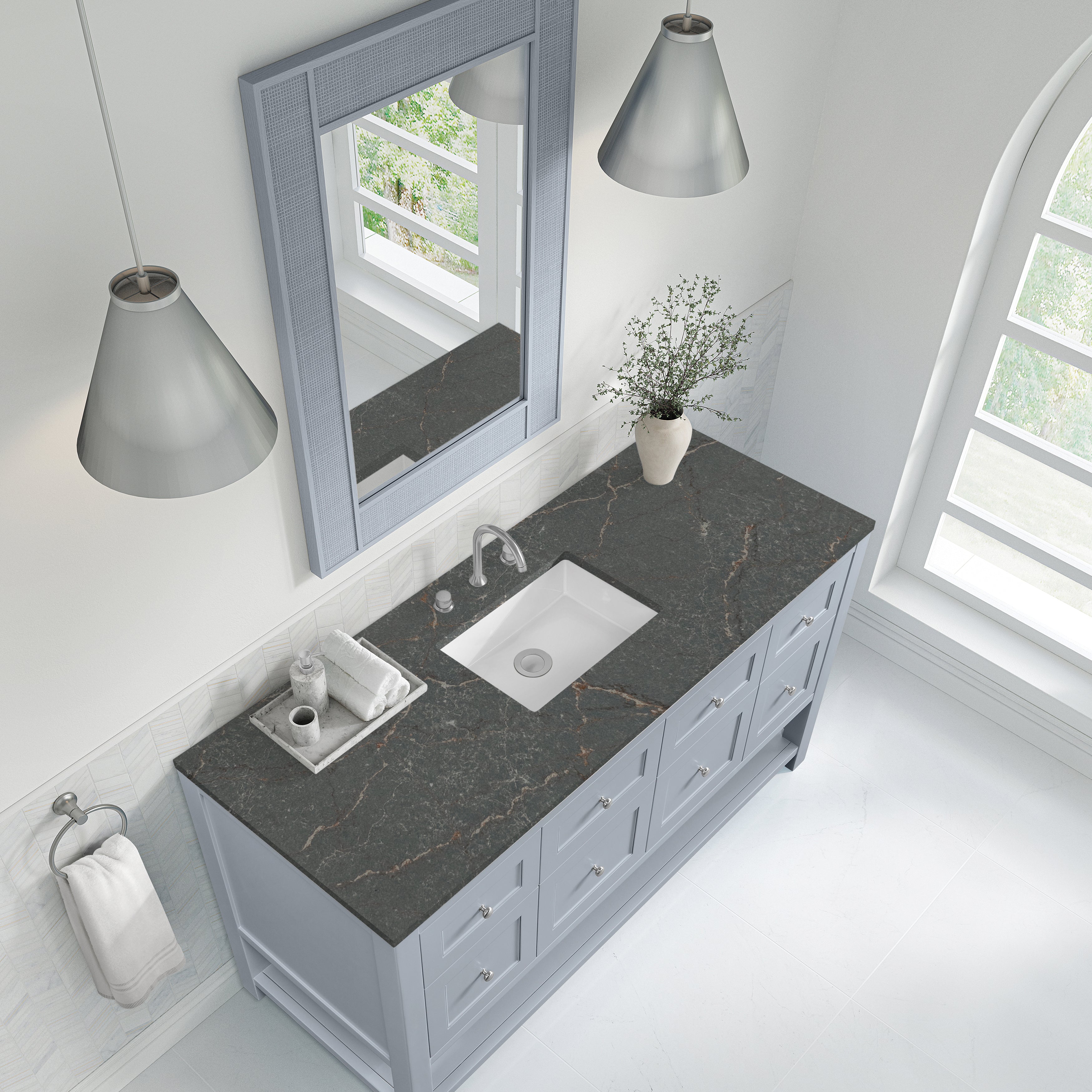 James Martin Breckenridge 60" Single Vanity in Serenity Blue with 3cm Countertop