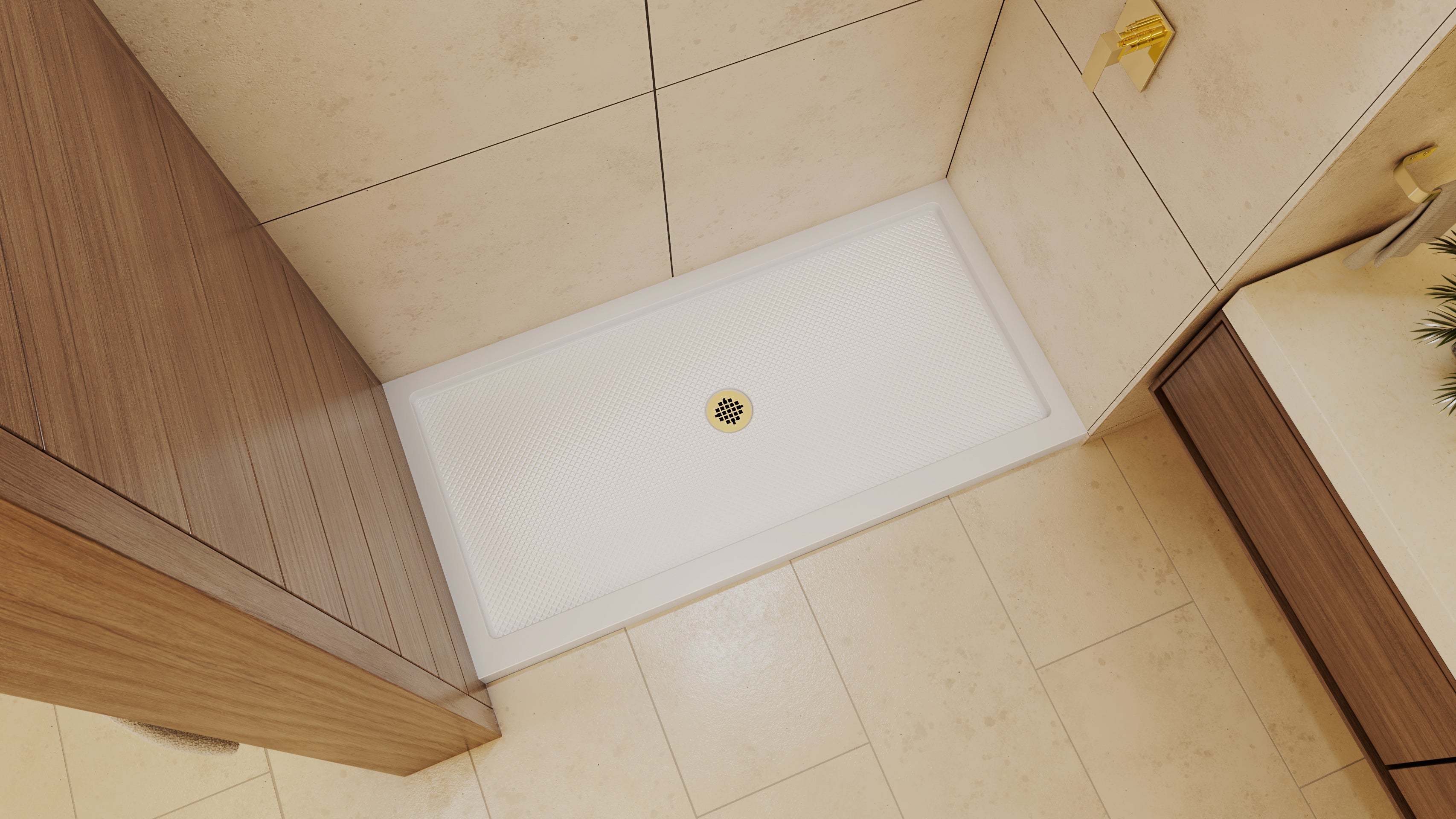 DreamLine SlimLine 36" D x 48" W x 2 3/4" H Black Alcove Shower Base & 2" Center Round Drain
