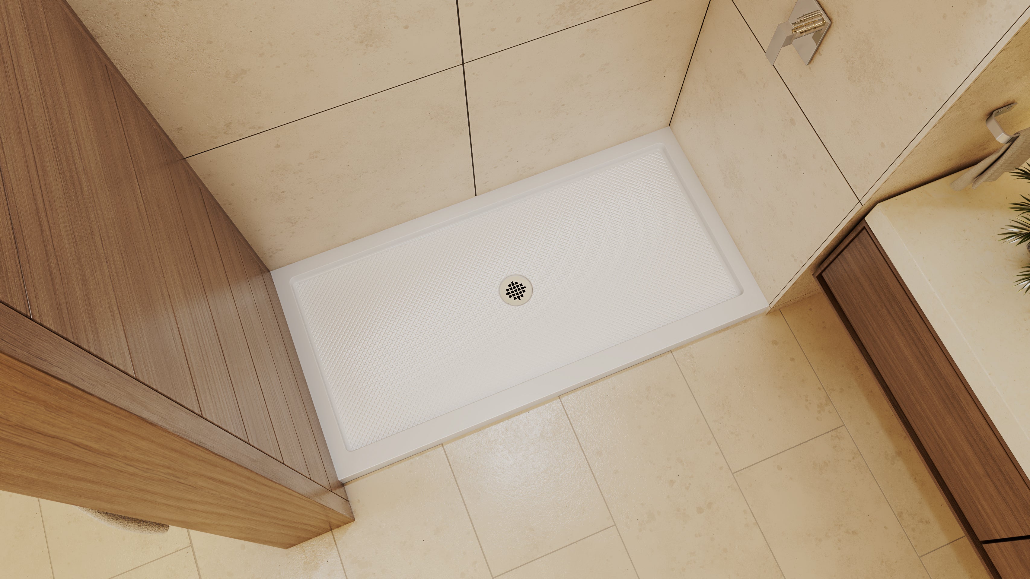 DreamLine SlimLine 36" D x 48" W x 2 3/4" H Black Alcove Shower Base & 2" Center Round Drain