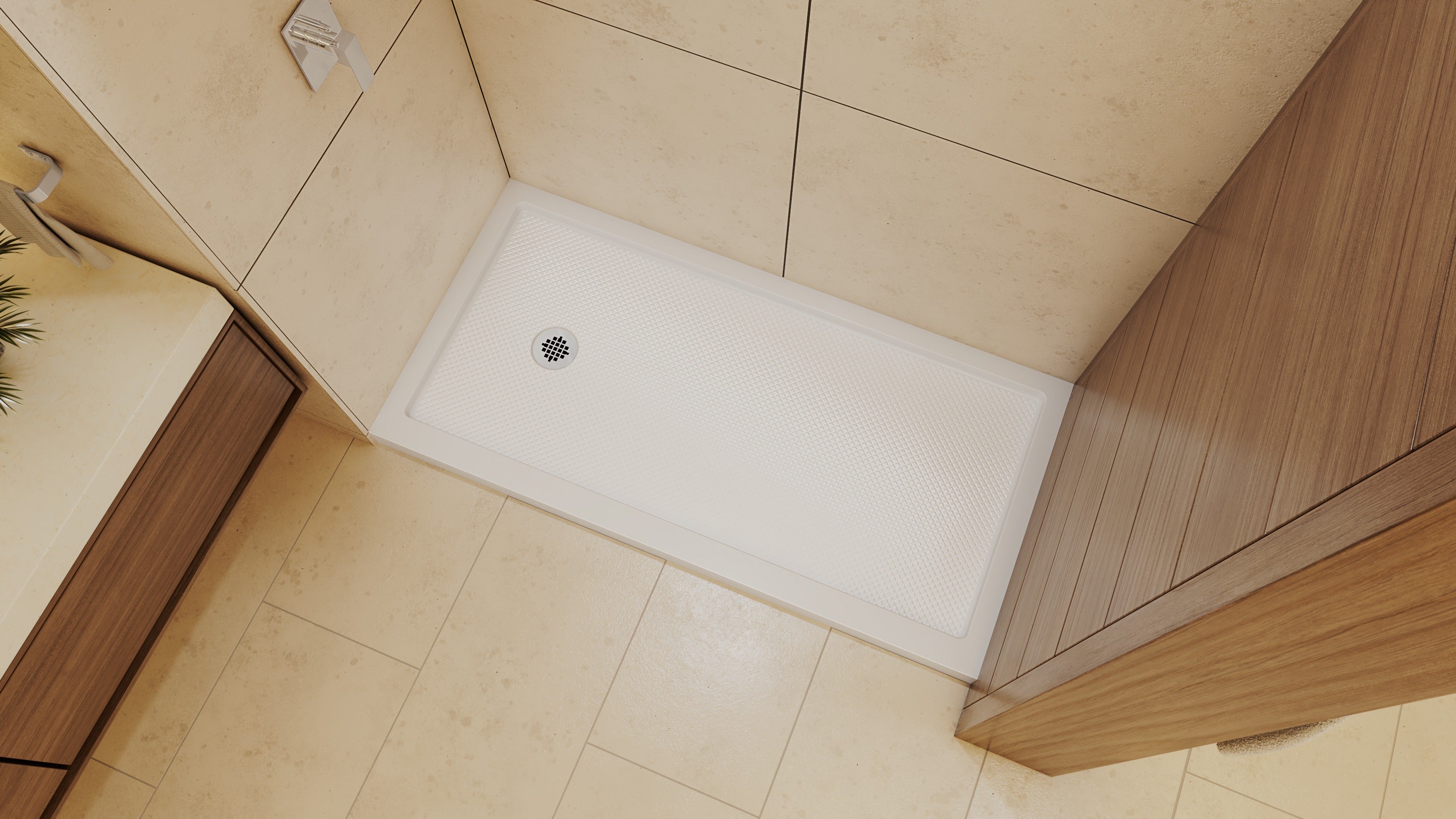 DreamLine SlimLine 30" D x 60" W x 2 3/4" H Alcove Shower Base & 2"  LH Round Drain