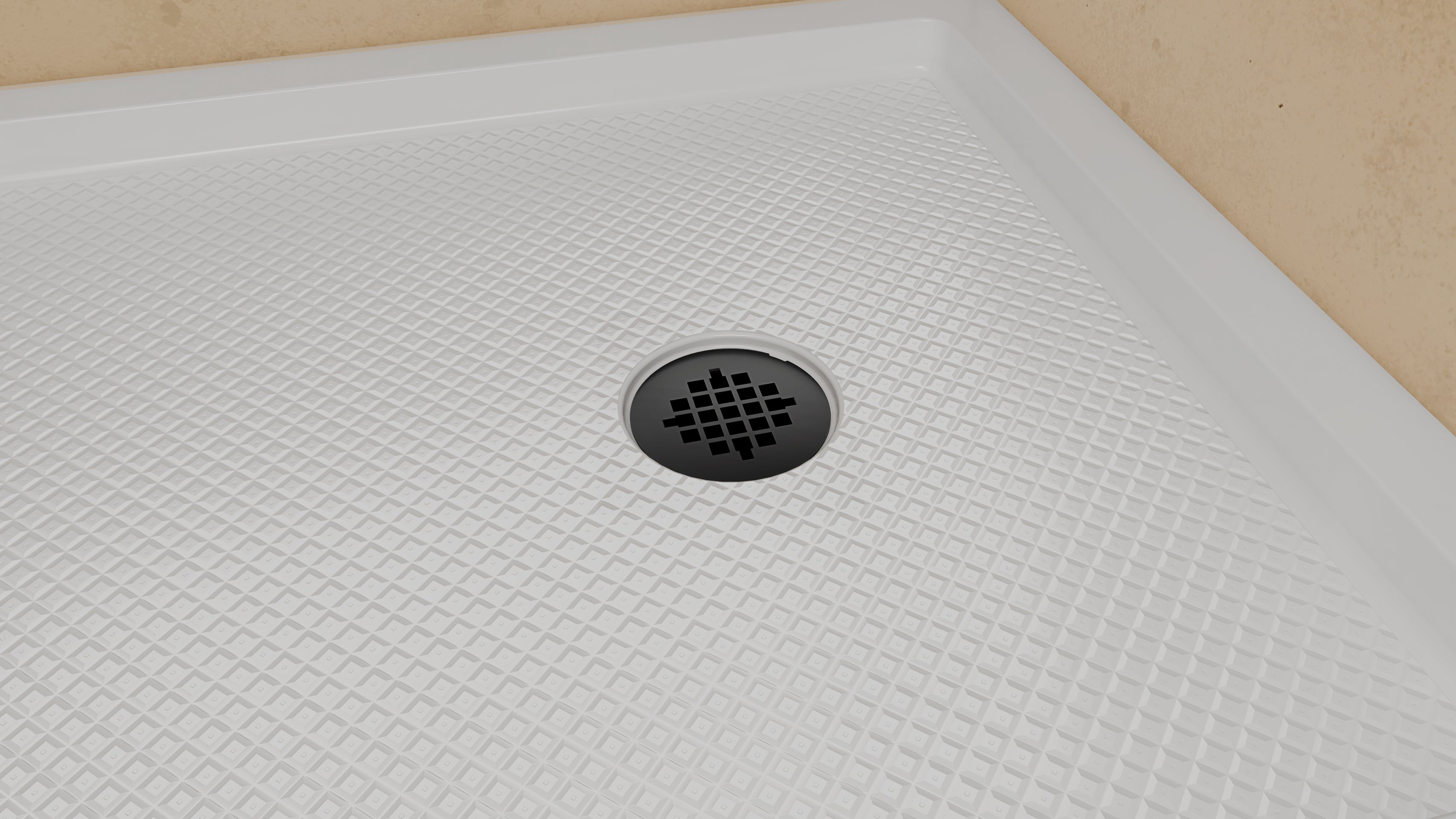 DreamLine SlimLine 36" D x 60" W x 2 3/4" H Alcove Shower Base & 2" Brushed Brass RH Round Drain