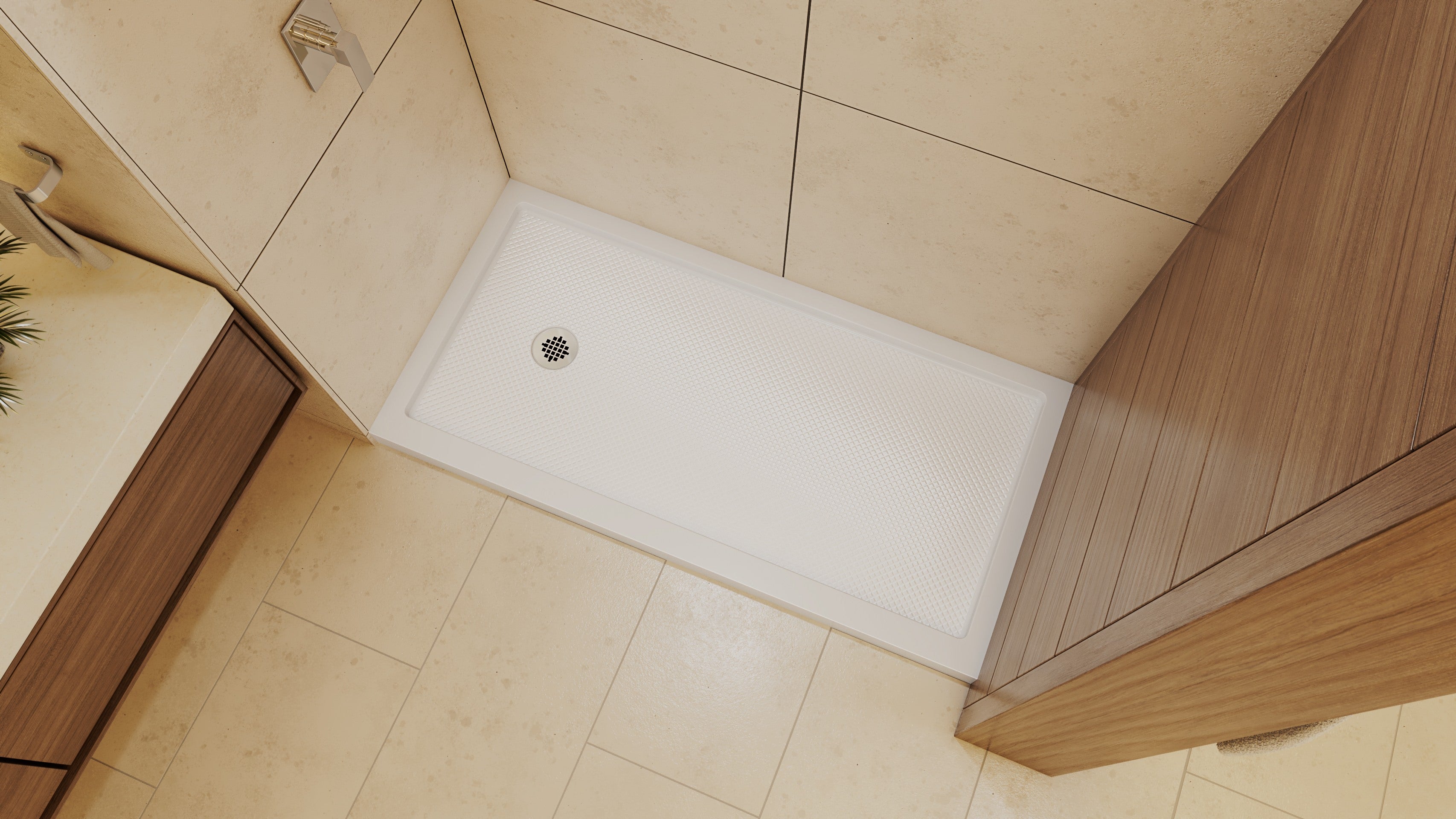 DreamLine SlimLine 36" D x 60" W x 2 3/4" H Alcove Shower Base & 2" LH Round Drain
