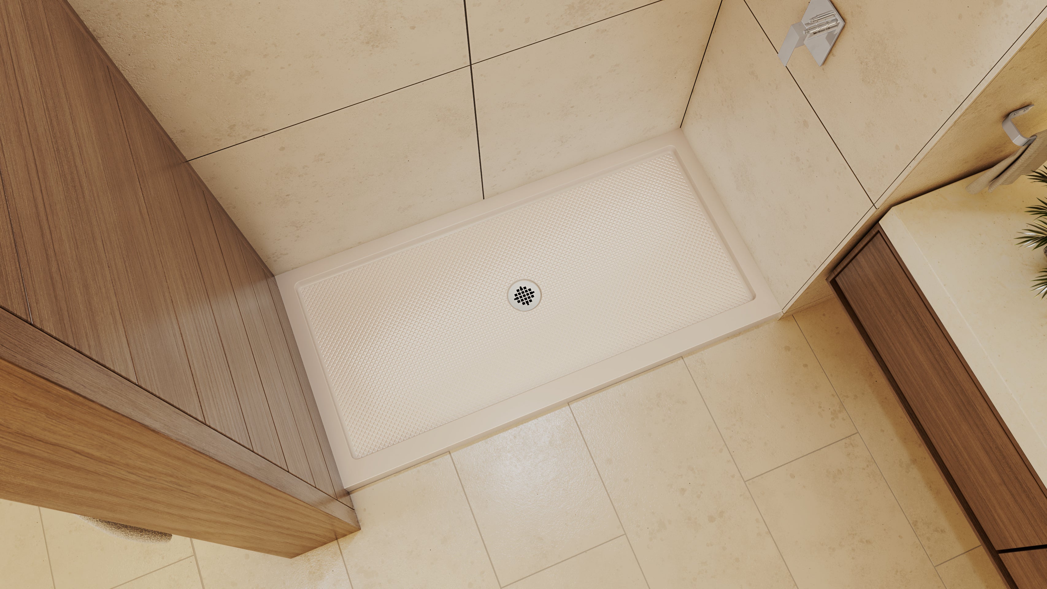 DreamLine SlimLine 36" D x 48" W x 2 3/4" H Black Alcove Shower Base & 2" Center Round Drain