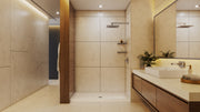 DreamLine SlimLine 32" D x 54" W x 2 3/4" H Biscuit Alcove Shower Base & 2" Center Round Drain