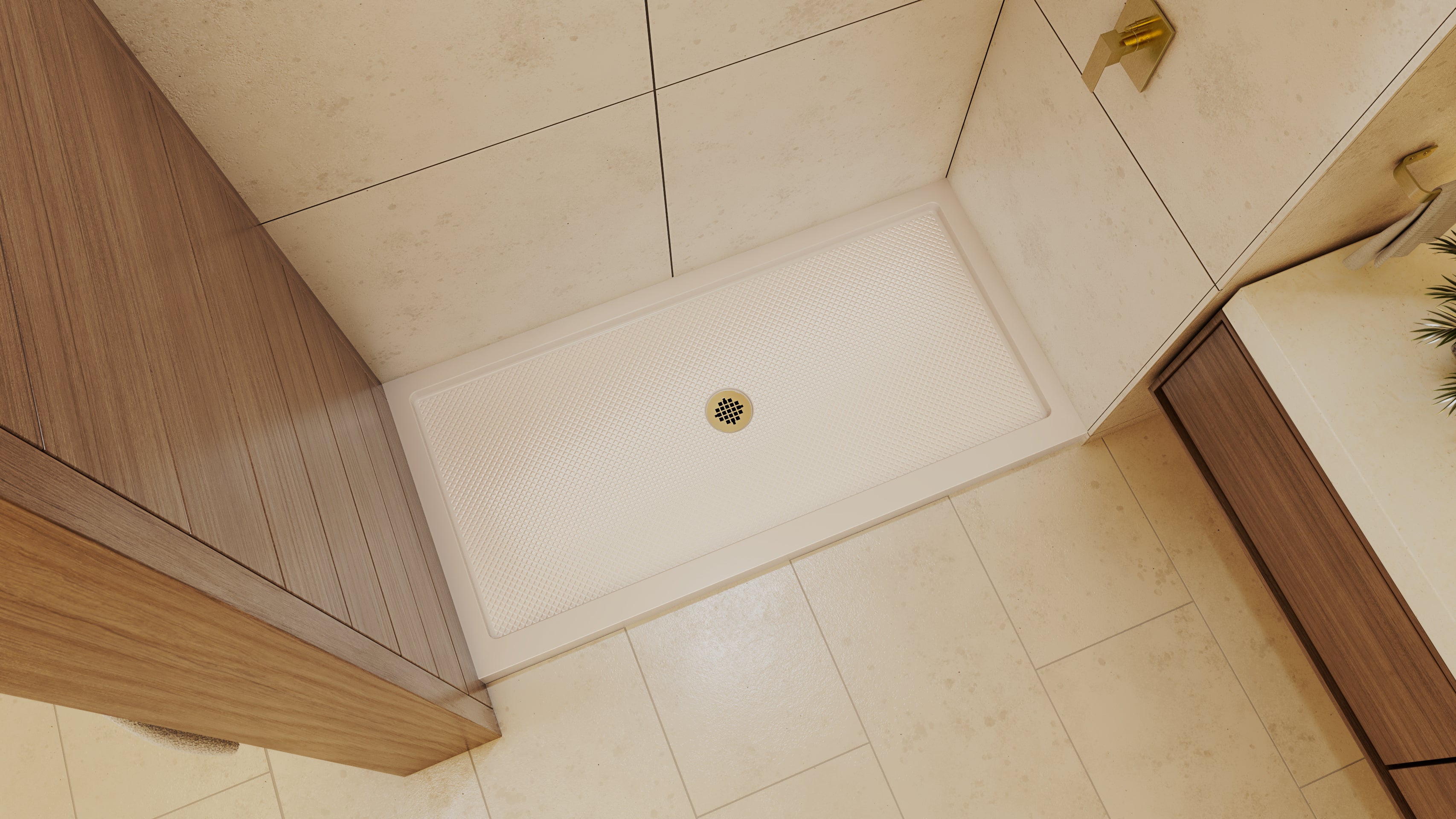 DreamLine SlimLine 36" D x 48" W x 2 3/4" H Black Alcove Shower Base & 2" Center Round Drain