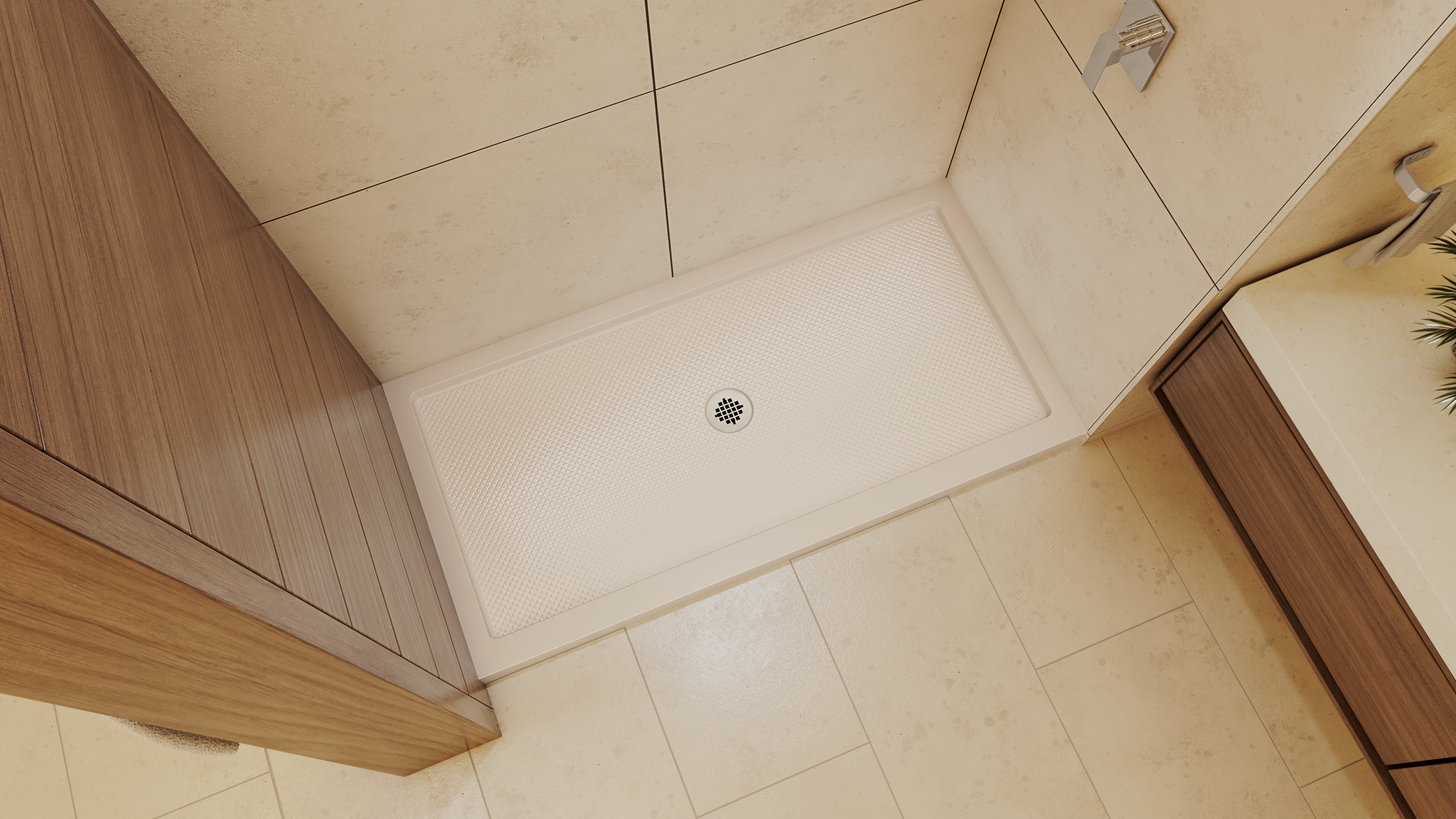 DreamLine SlimLine 36" D x 48" W x 2 3/4" H Black Alcove Shower Base & 2" Center Round Drain