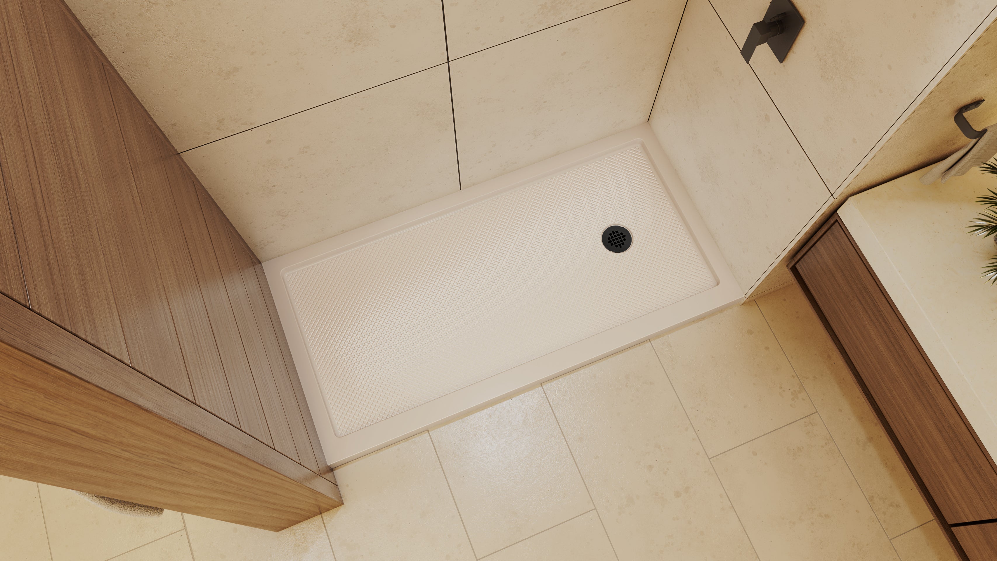 DreamLine SlimLine 30" D x 60" W x 2 3/4" H Alcove Shower Base & 2" Matte Right Handed Round Drain