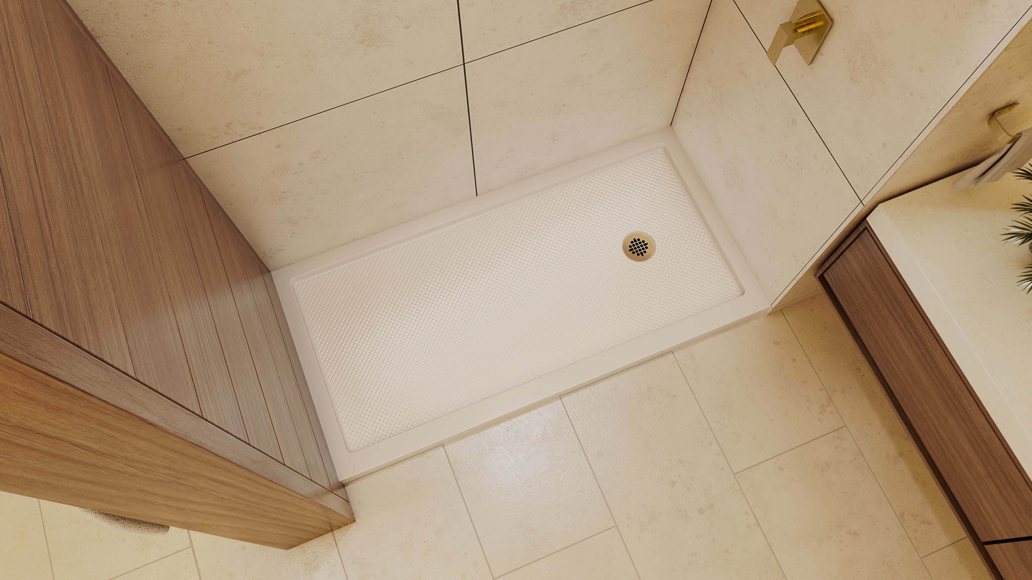 DreamLine SlimLine 30" D x 60" W x 2 3/4" H Alcove Shower Base & 2" Matte Right Handed Round Drain