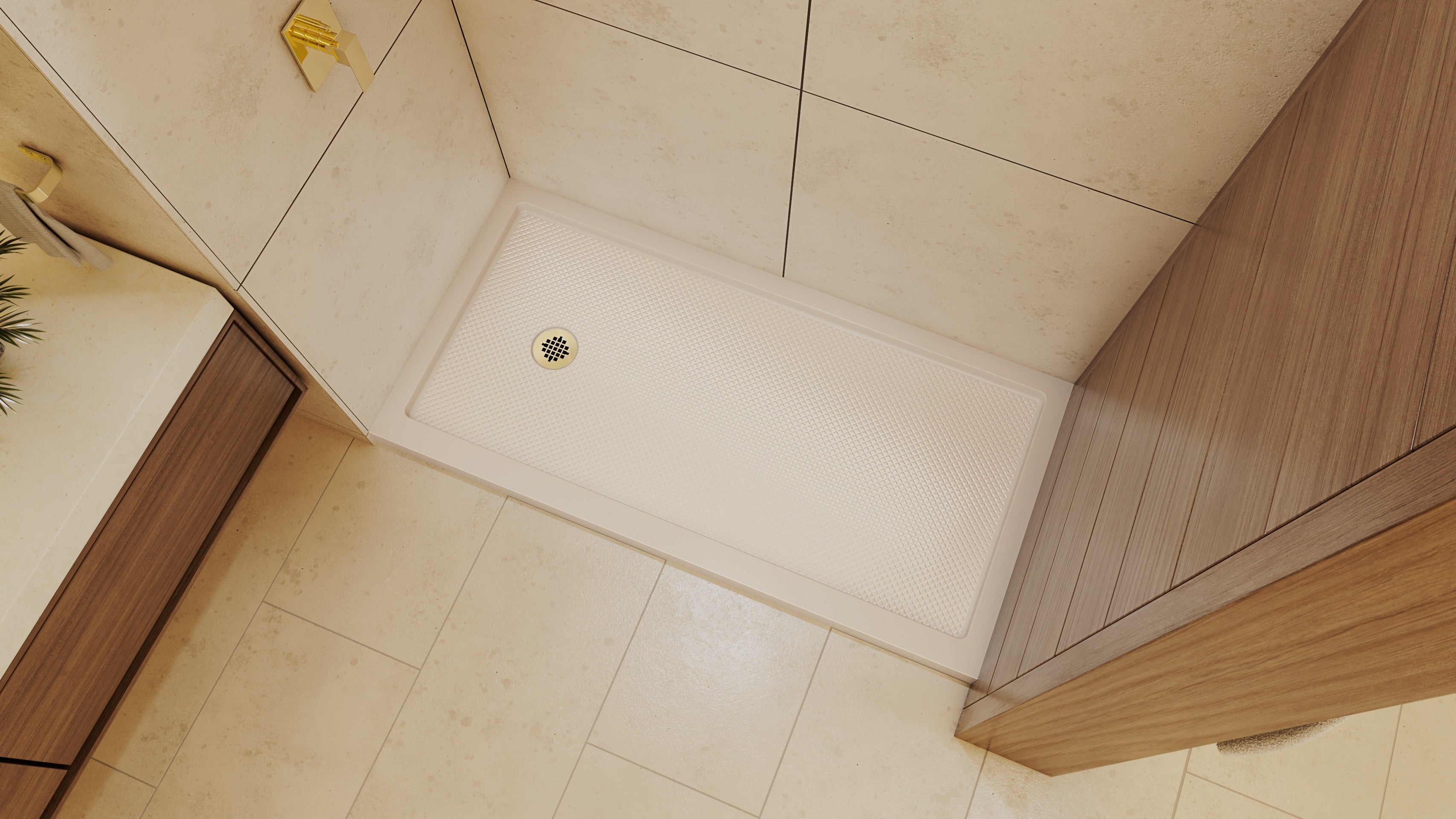 DreamLine SlimLine 34" D x 60" W x 2 3/4" H White Alcove Shower Base & 2" LH Round Drain