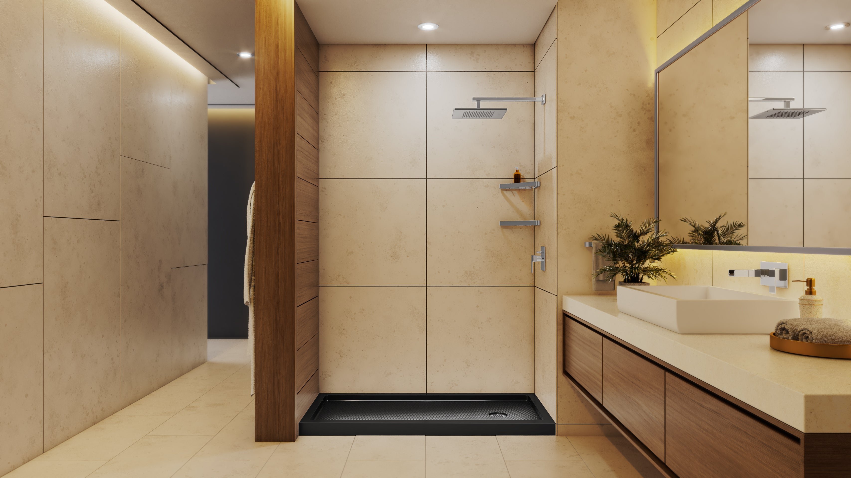 DreamLine SlimLine 30" D x 60" W x 2 3/4" H Alcove Shower Base & 2" Matte Right Handed Round Drain