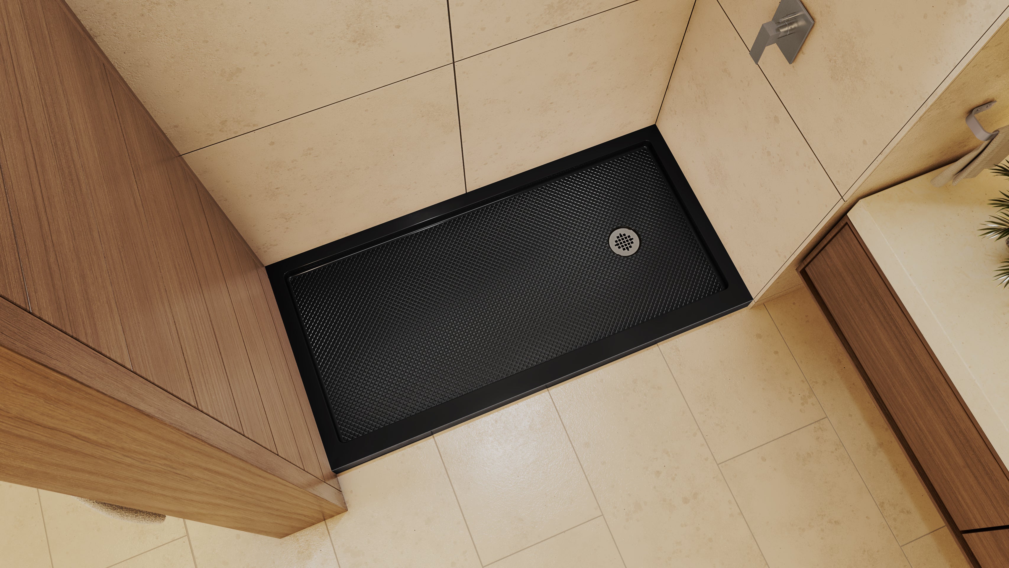 DreamLine SlimLine 30" D x 60" W x 2 3/4" H Alcove Shower Base & 2" Matte Right Handed Round Drain