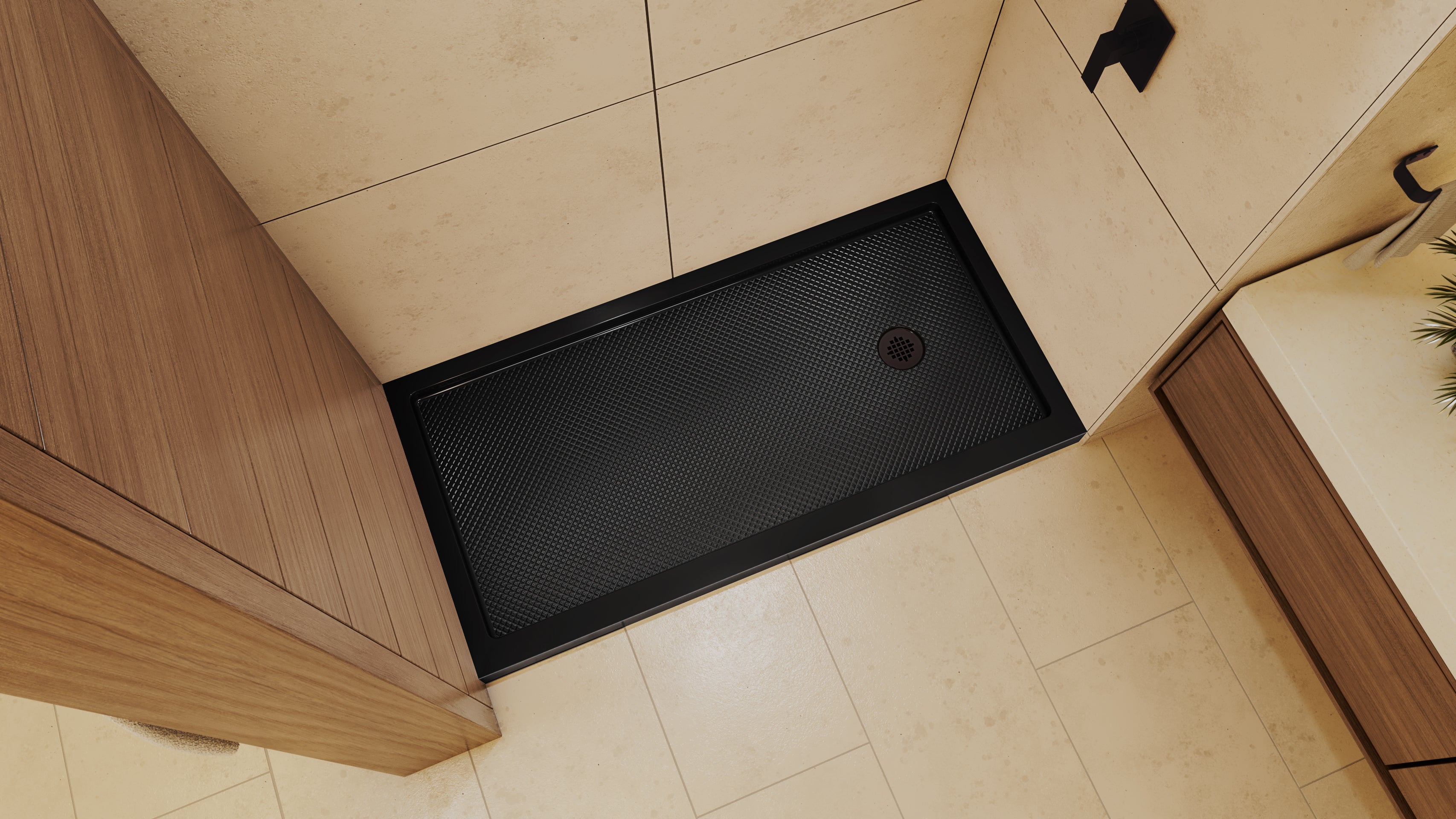 DreamLine SlimLine 30" D x 60" W x 2 3/4" H Alcove Shower Base & 2" Matte Right Handed Round Drain