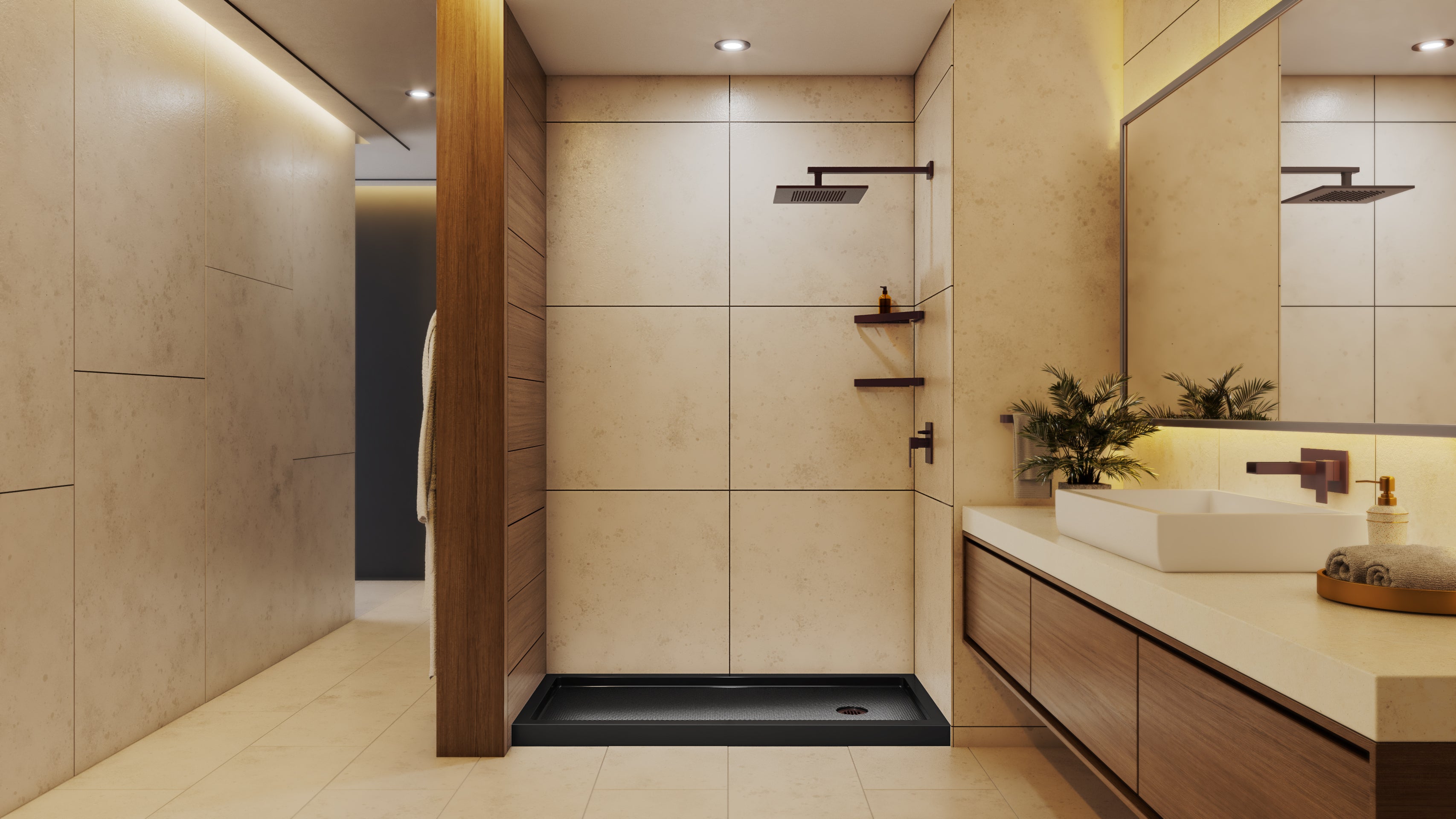 DreamLine SlimLine 30" D x 60" W x 2 3/4" H Alcove Shower Base & 2" Matte Right Handed Round Drain