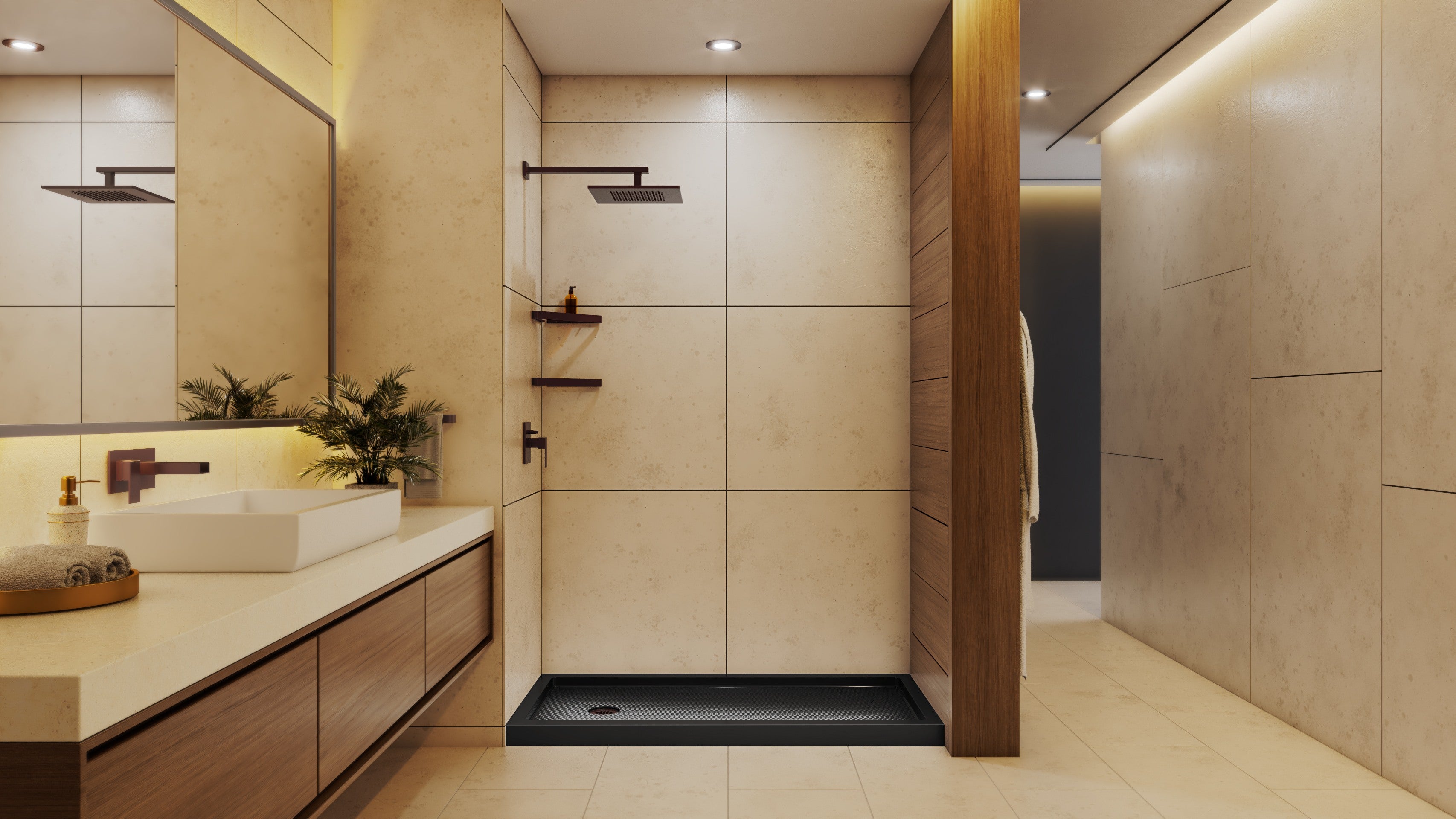 DreamLine SlimLine 34" D x 60" W x 2 3/4" H White Alcove Shower Base & 2" LH Round Drain