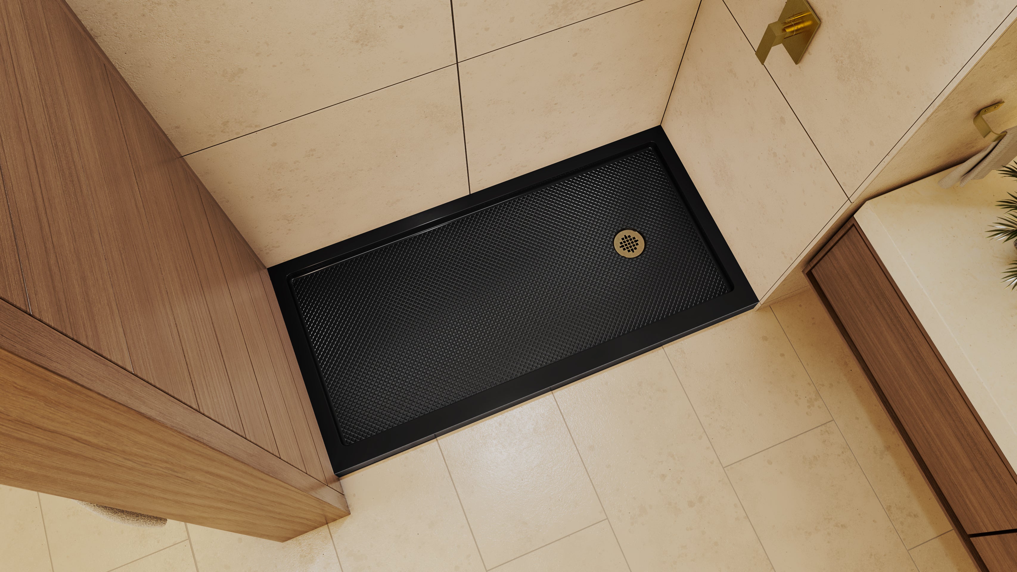 DreamLine SlimLine 30" D x 60" W x 2 3/4" H Alcove Shower Base & 2" Matte Right Handed Round Drain