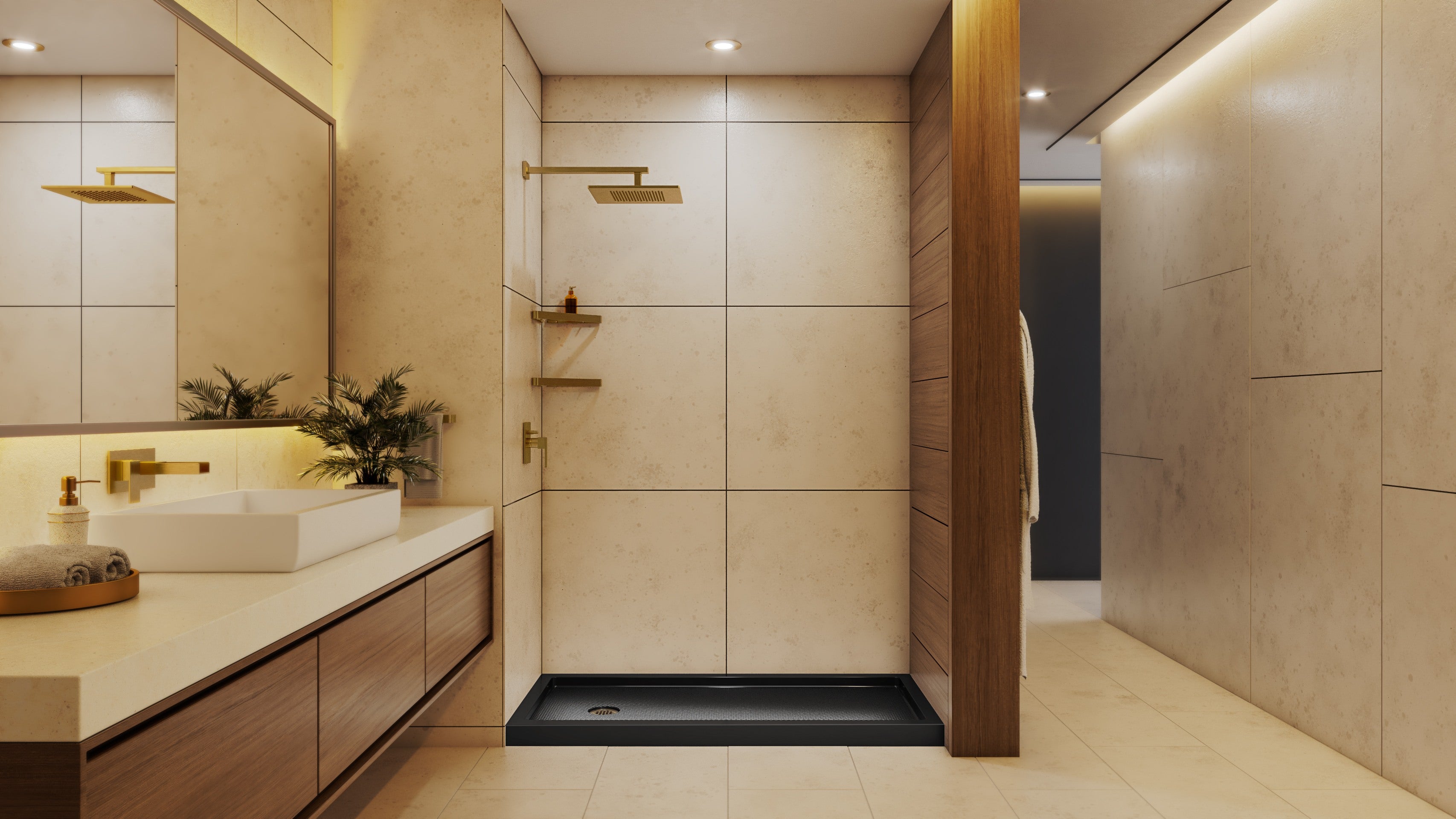 DreamLine SlimLine 32" D x 60" W x 2 3/4" H White Alcove Shower Base & 2" LH Round Drain