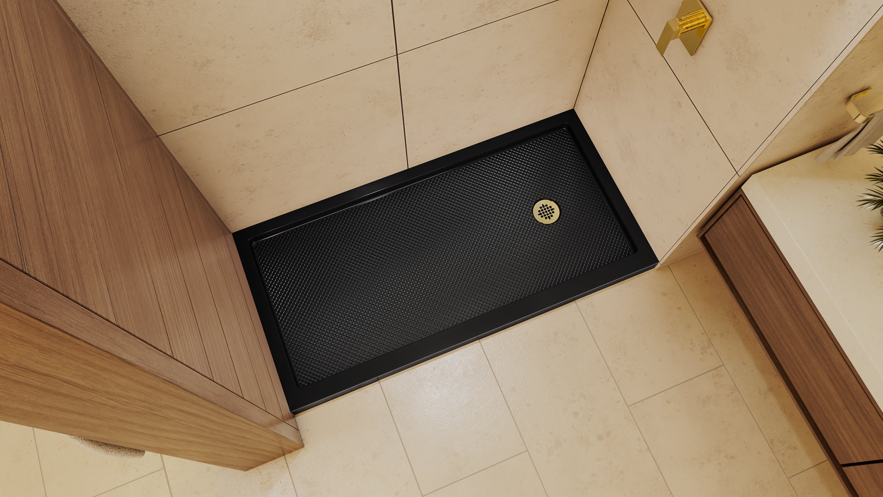 DreamLine SlimLine 30" D x 60" W x 2 3/4" H Alcove Shower Base & 2" Matte Right Handed Round Drain