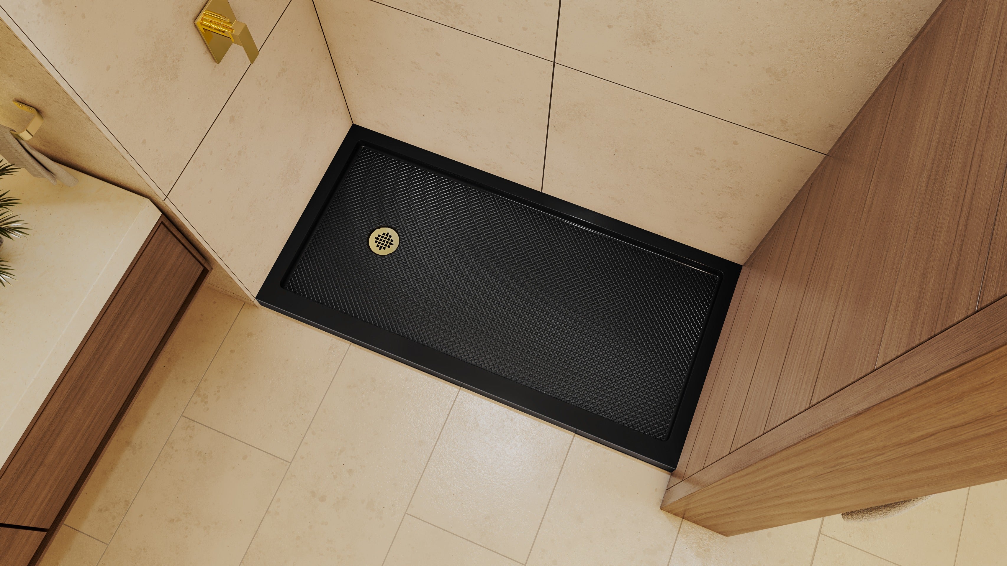 DreamLine SlimLine 36" D x 60" W x 2 3/4" H Alcove Shower Base & 2" LH Round Drain