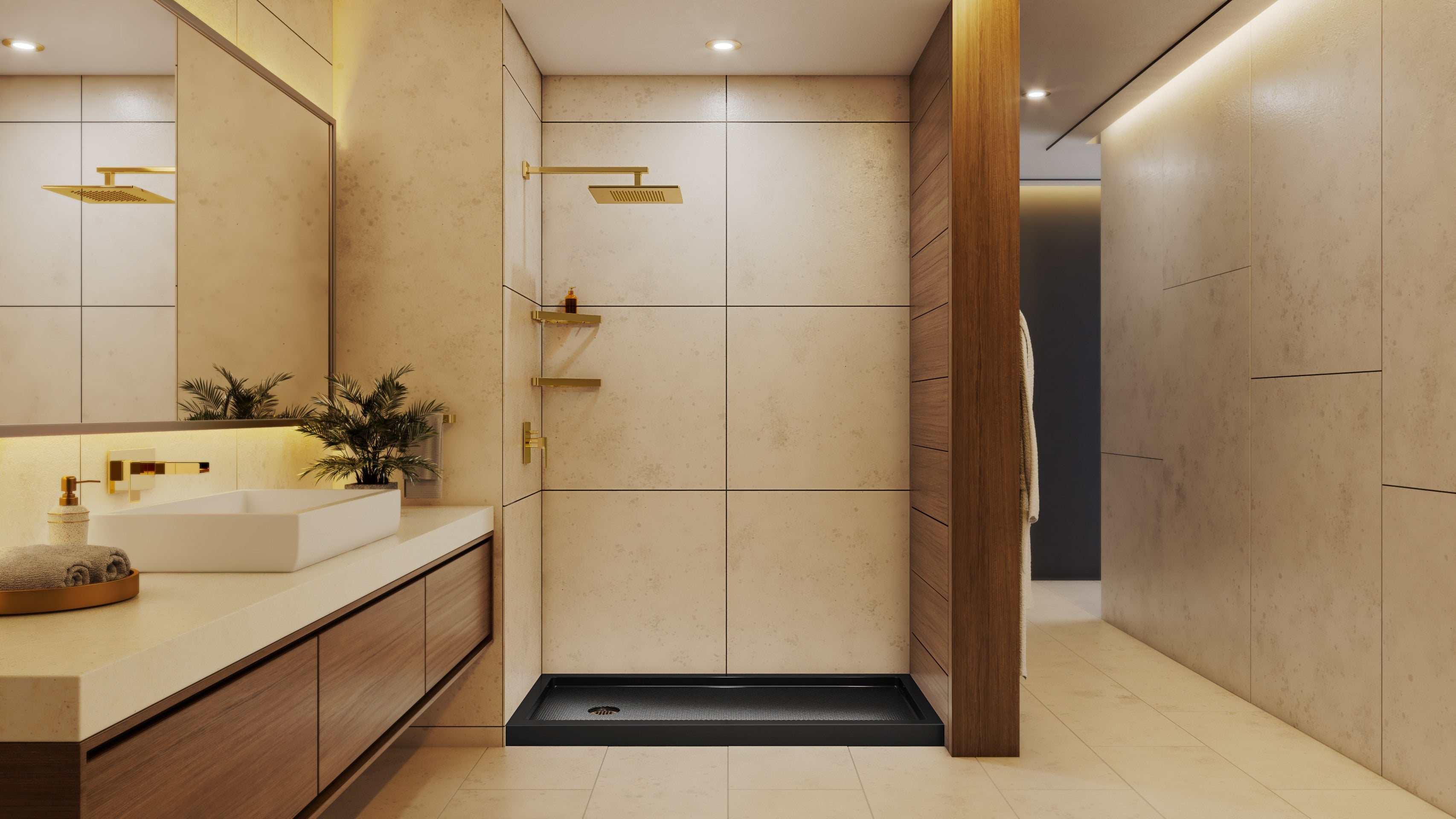 DreamLine SlimLine 30" D x 60" W x 2 3/4" H Alcove Shower Base & 2"  LH Round Drain