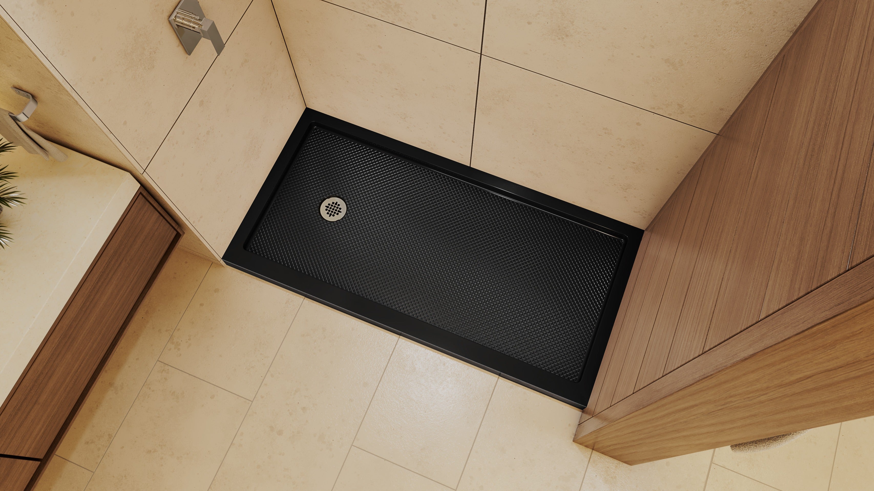 DreamLine SlimLine 34" D x 60" W x 2 3/4" H White Alcove Shower Base & 2" LH Round Drain