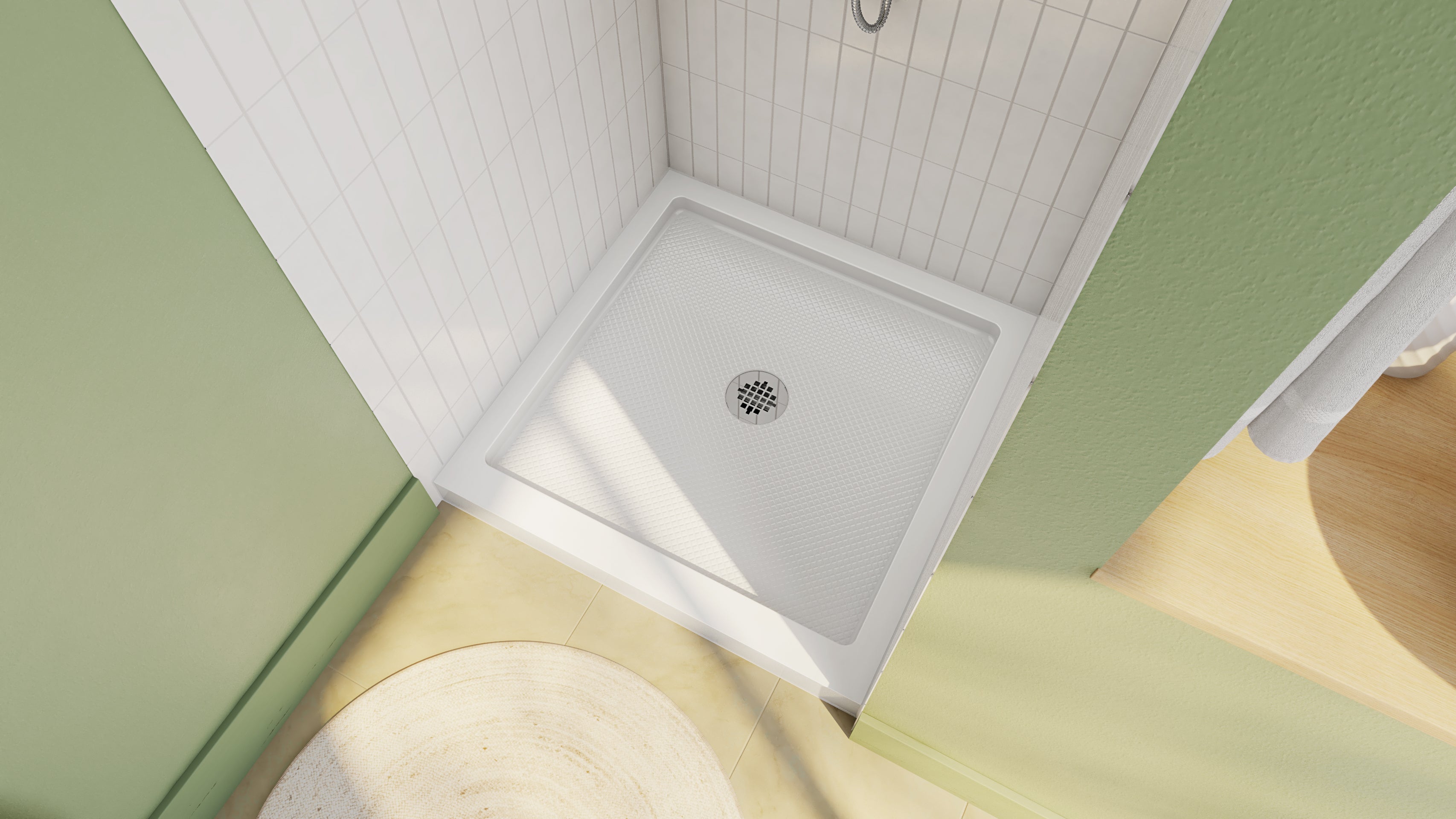 DreamLine SlimLine 36" D x 36" W x 2 3/4" H Alcove Shower Base & 2" Center Round Drain