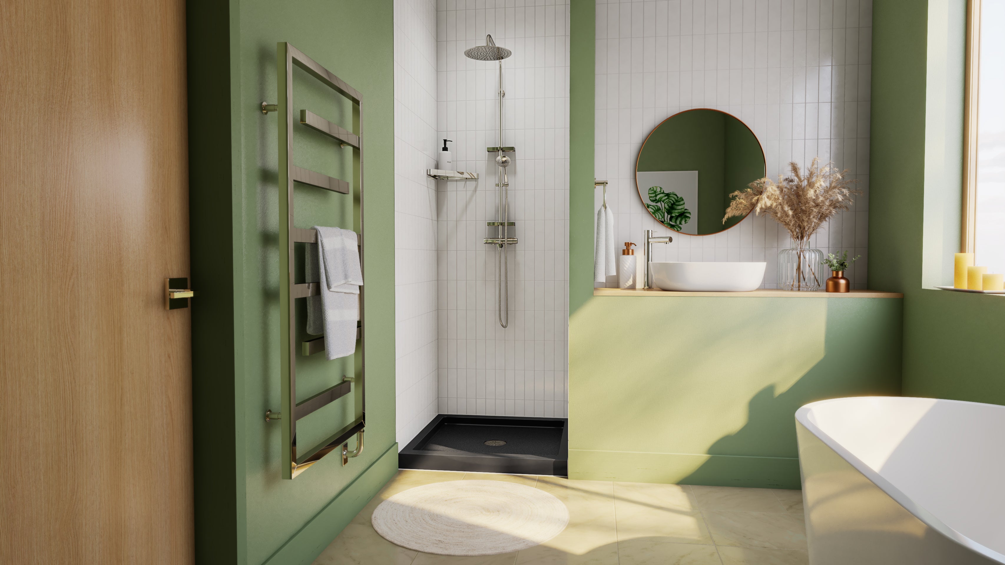 DreamLine SlimLine 36" D x 36" W x 2 3/4" H Alcove Shower Base & 2" Center Round Drain