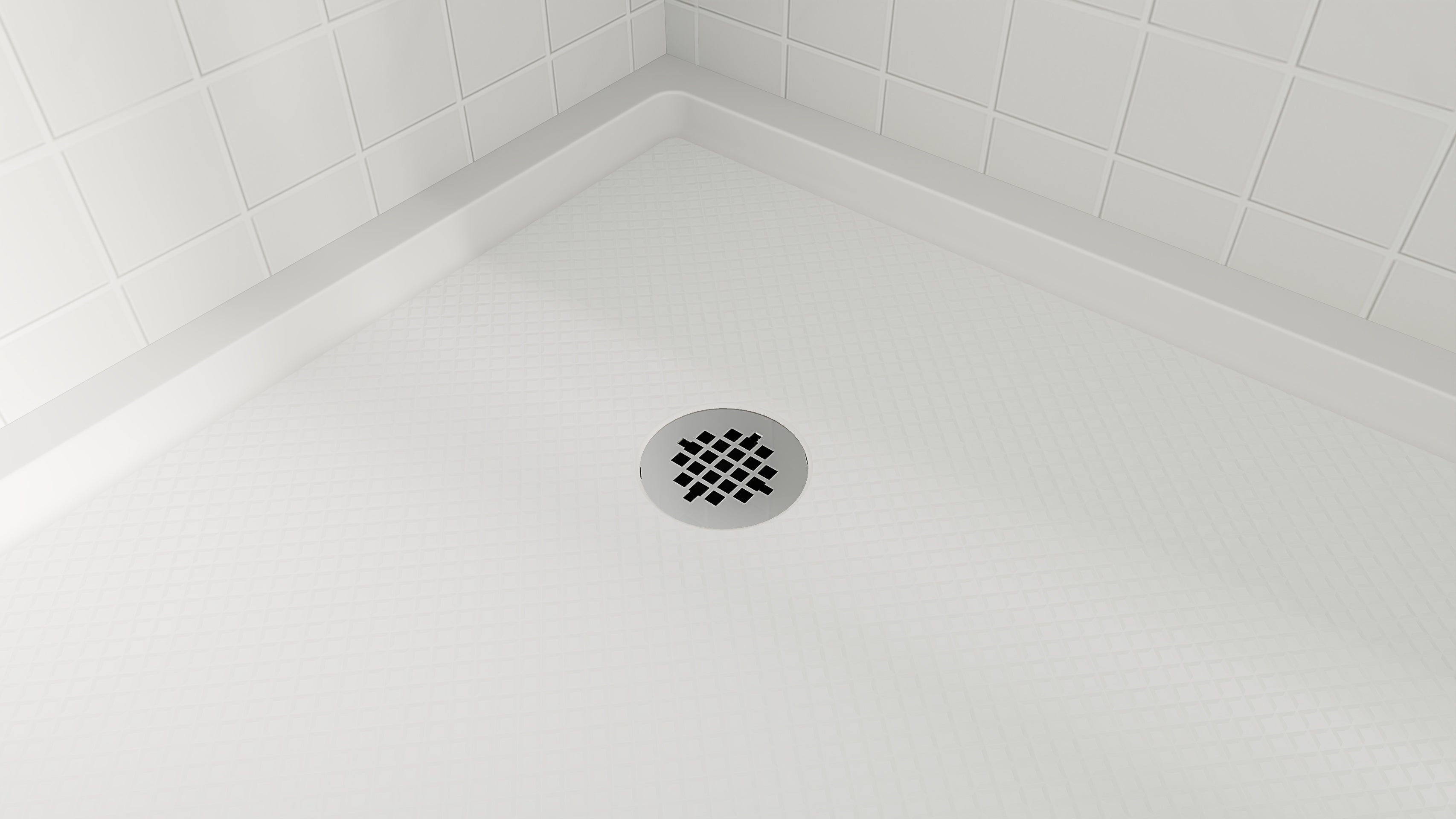 DreamLine SlimLine 36" D x 36" W x 2 3/4" H Neo-Angle Shower Base & 2" Corner Round Drain
