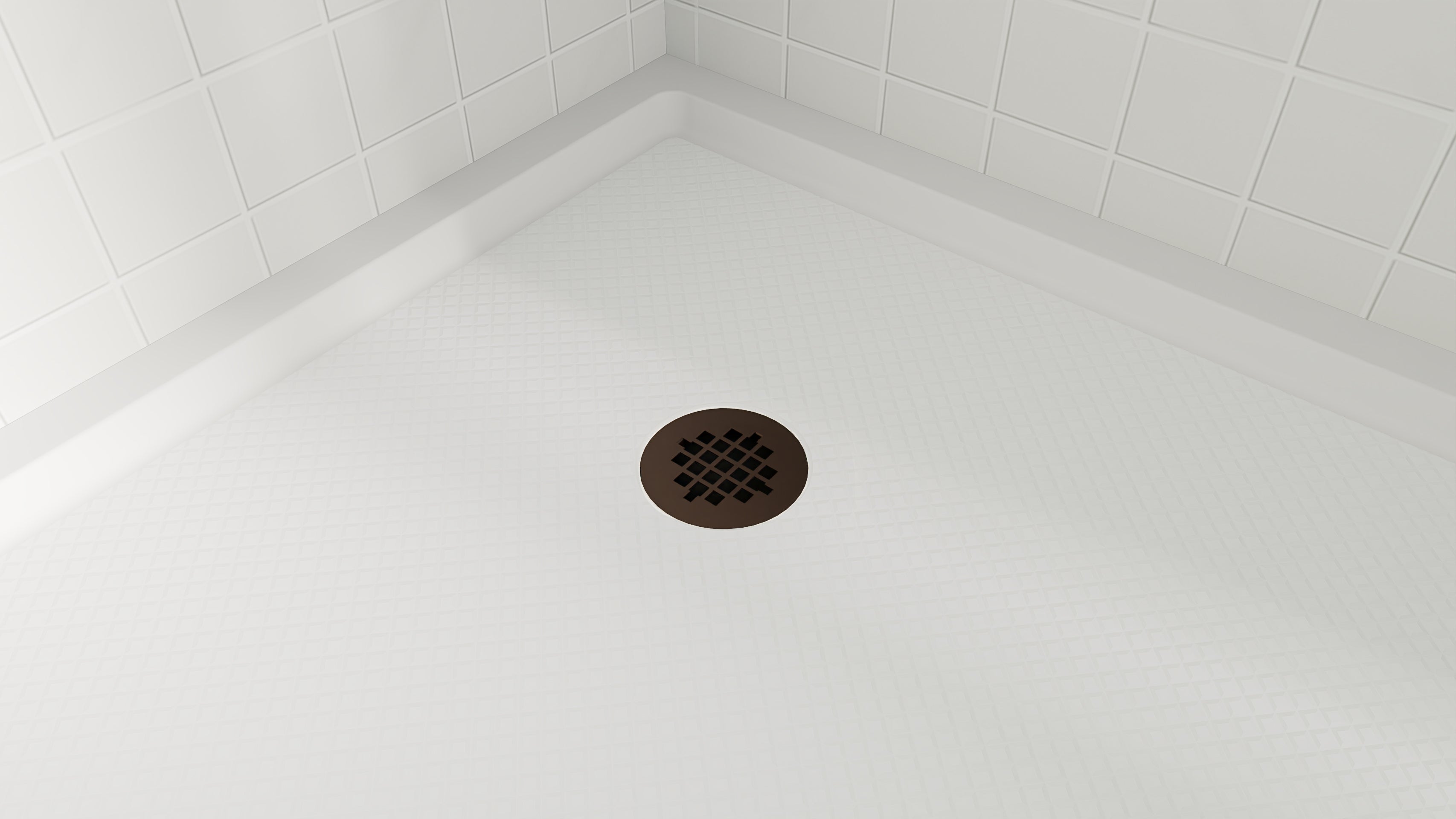 DreamLine SlimLine 36" D x 36" W x 2 3/4" H Neo-Angle Shower Base & 2" Corner Round Drain