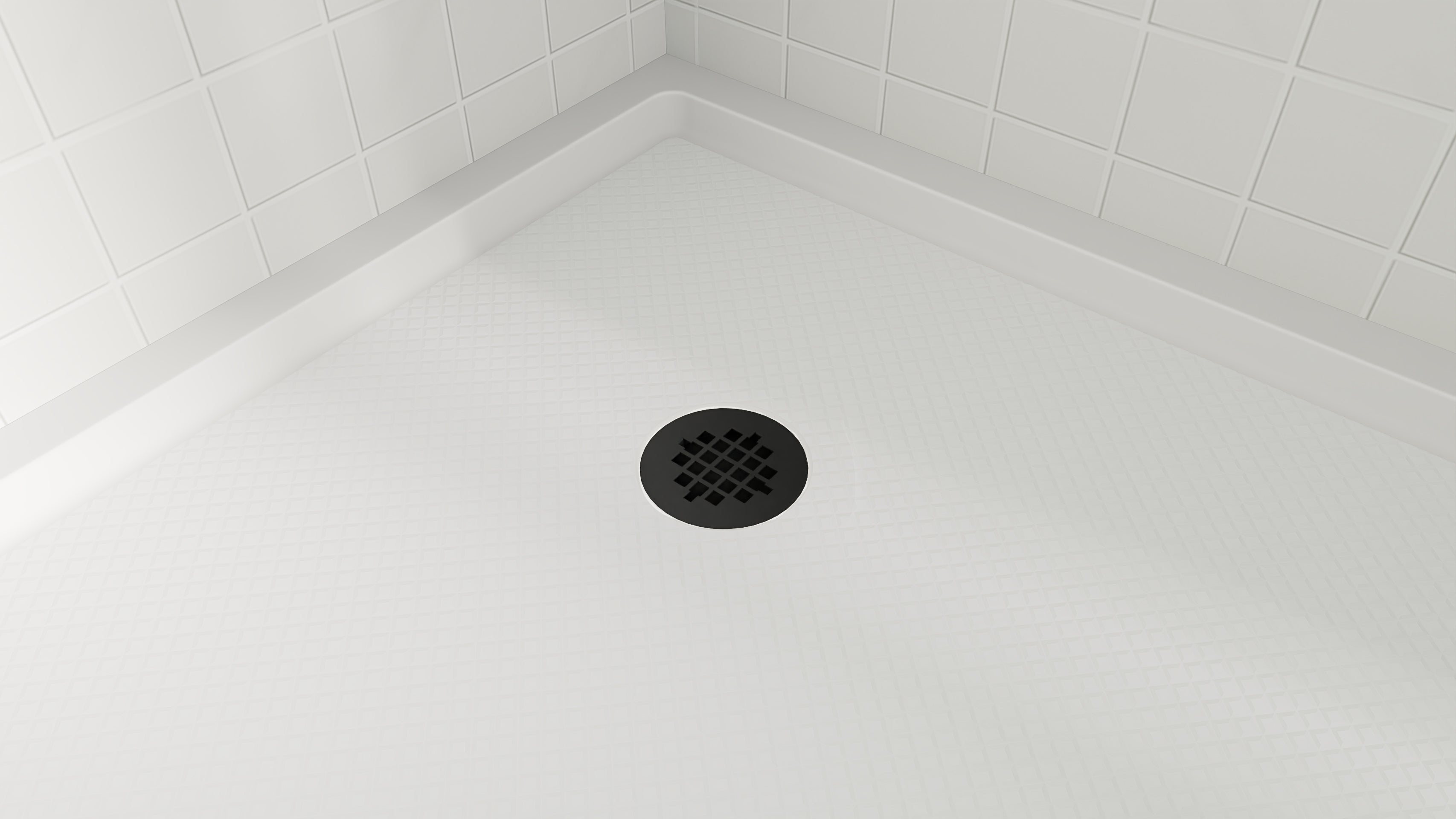 DreamLine SlimLine 36" D x 36" W x 2 3/4" H Neo-Angle Shower Base & 2" Corner Round Drain