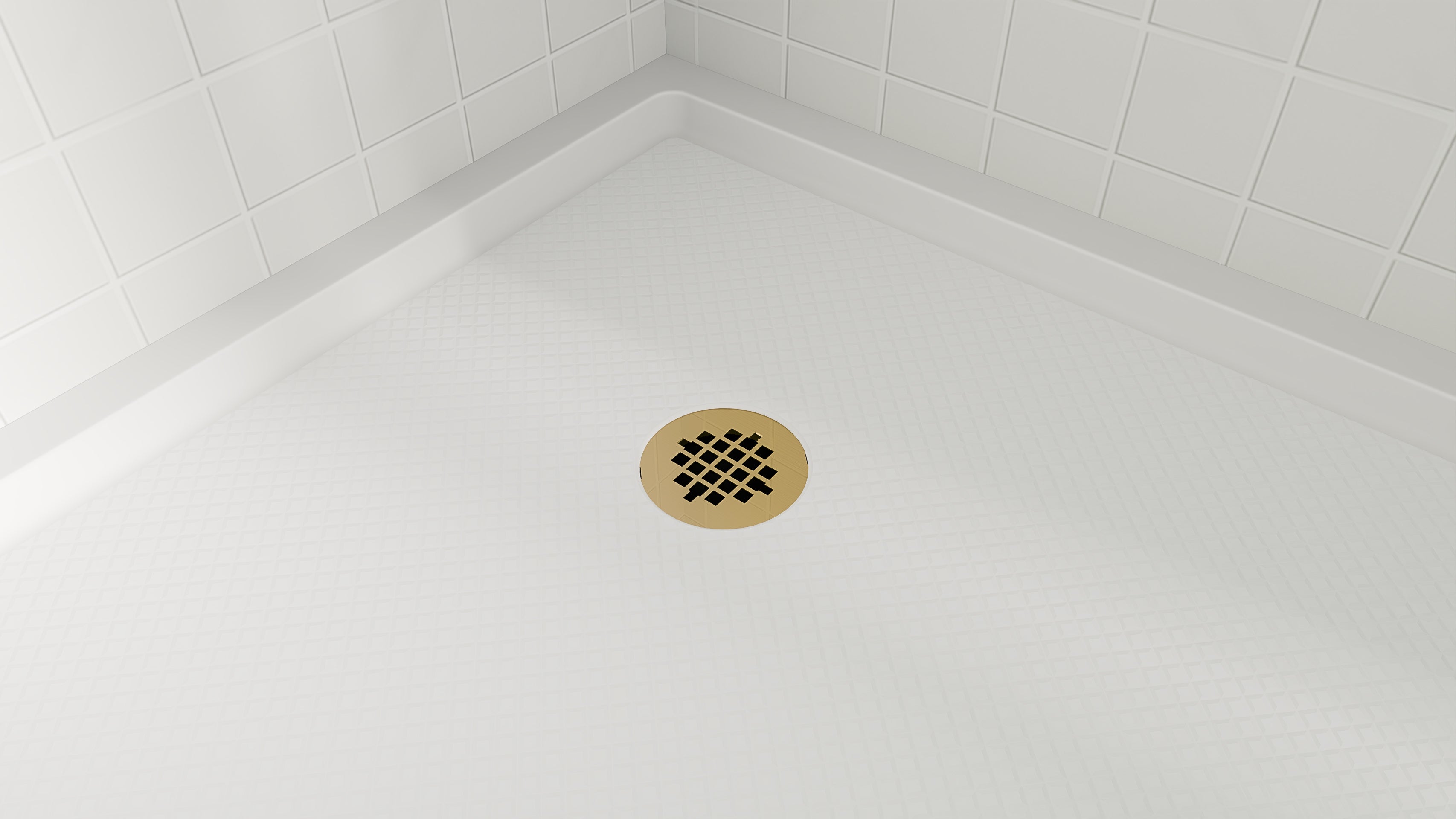 DreamLine SlimLine 36" D x 36" W x 2 3/4" H Neo-Angle Shower Base & 2" Corner Round Drain