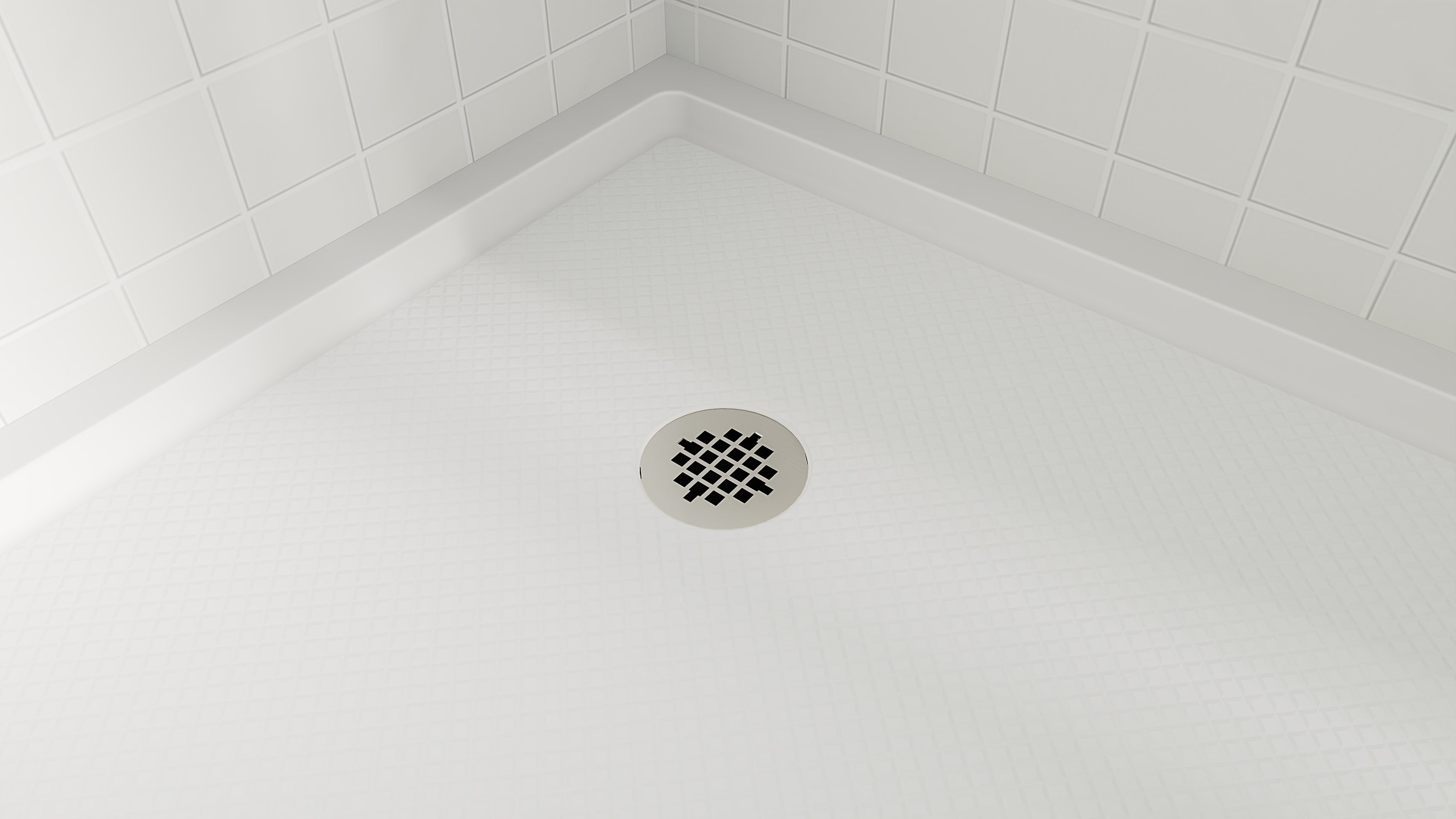 DreamLine SlimLine 36" D x 36" W x 2 3/4" H Neo-Angle Shower Base & 2" Corner Round Drain