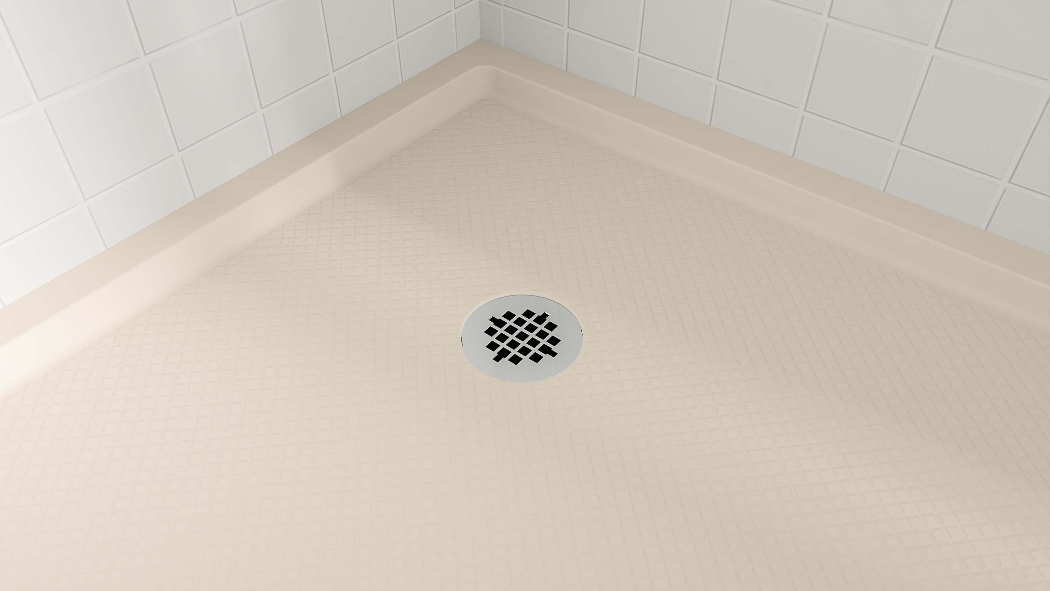 DreamLine SlimLine 36" D x 36" W x 2 3/4" H Neo-Angle Shower Base & 2" Corner Round Drain