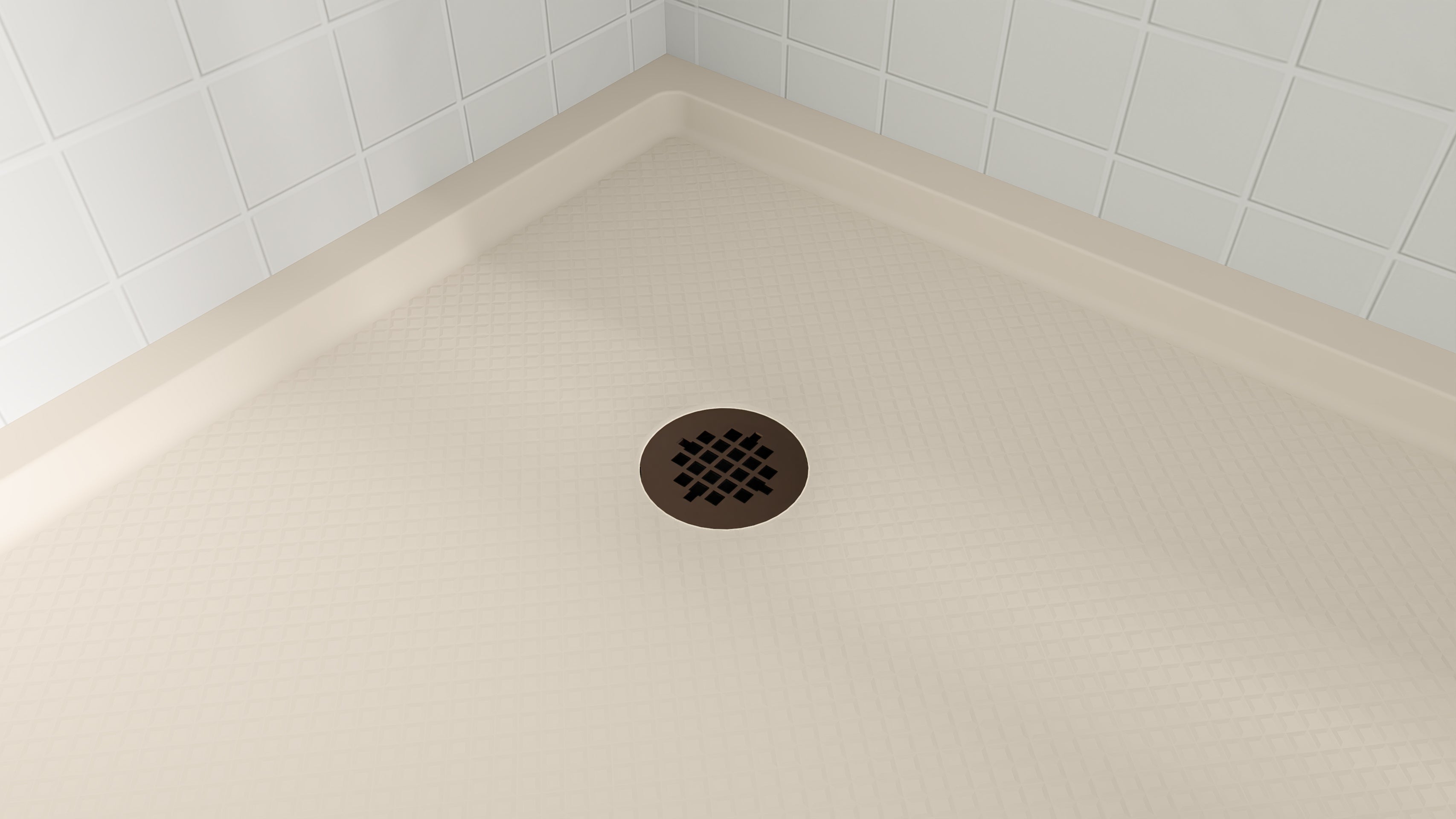 DreamLine SlimLine 36" D x 36" W x 2 3/4" H Neo-Angle Shower Base & 2" Corner Round Drain