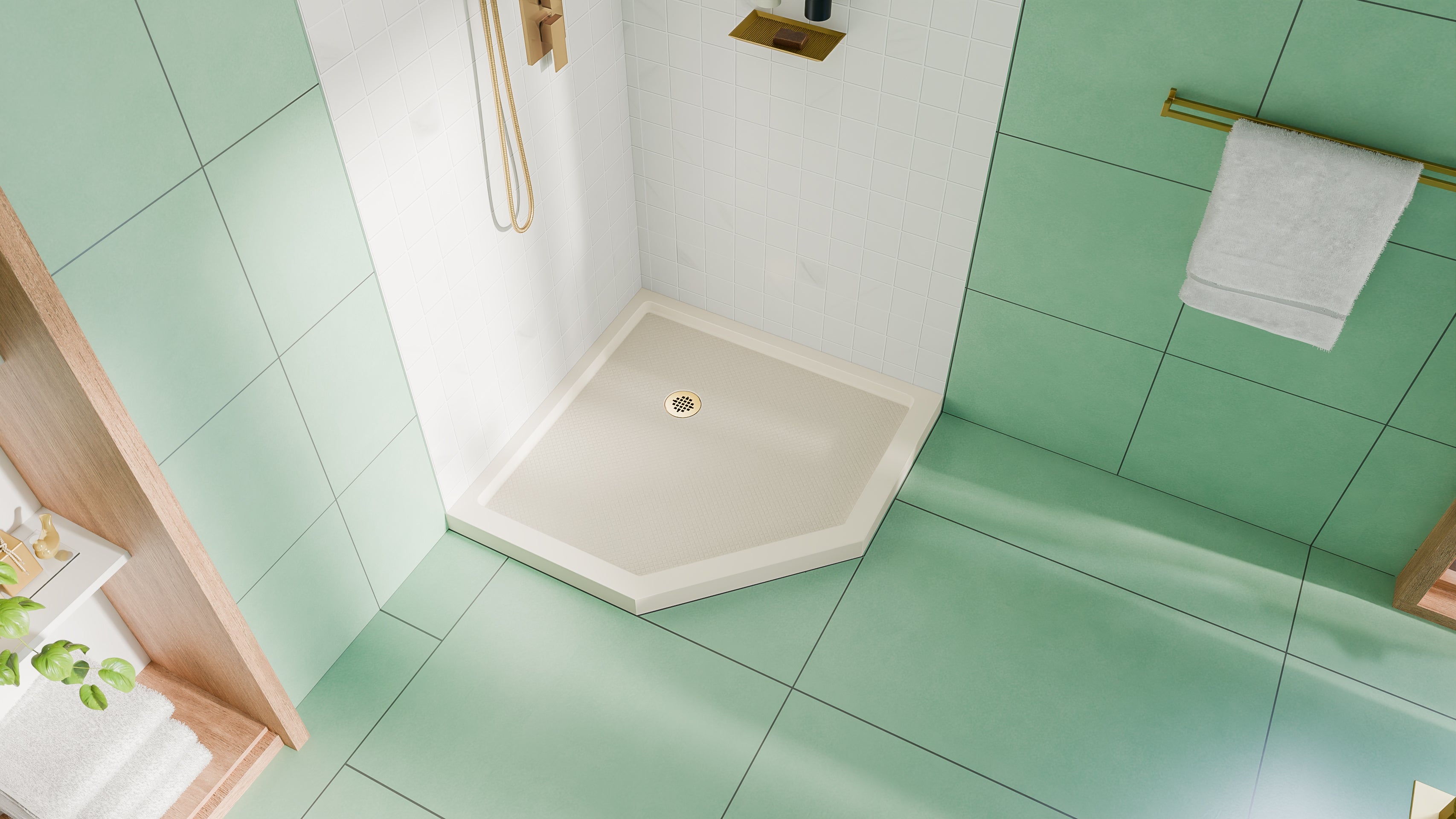 DreamLine SlimLine 36" D x 36" W x 2 3/4" H Neo-Angle Shower Base & 2" Corner Round Drain
