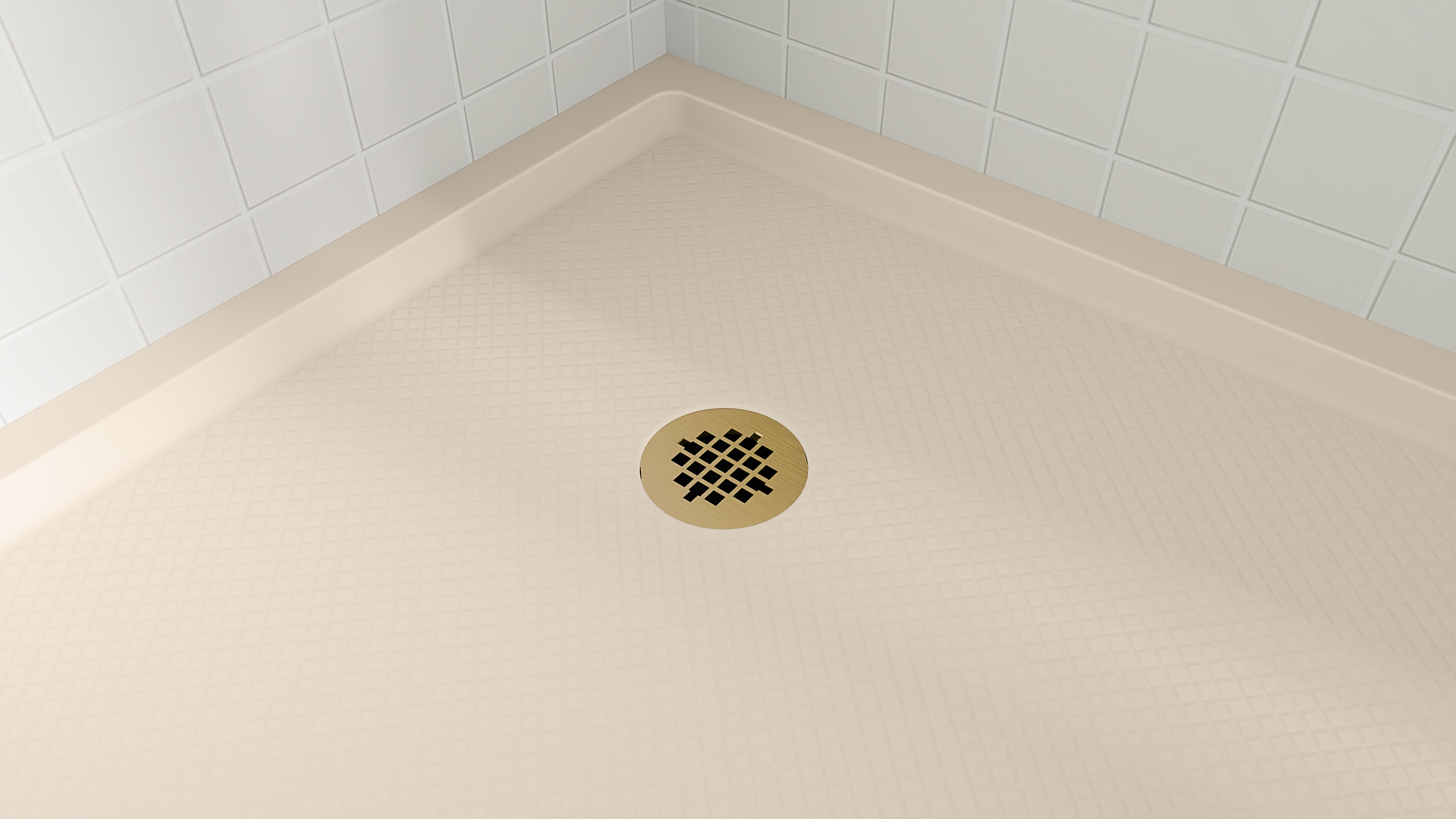 DreamLine SlimLine 36" D x 36" W x 2 3/4" H Neo-Angle Shower Base & 2" Corner Round Drain