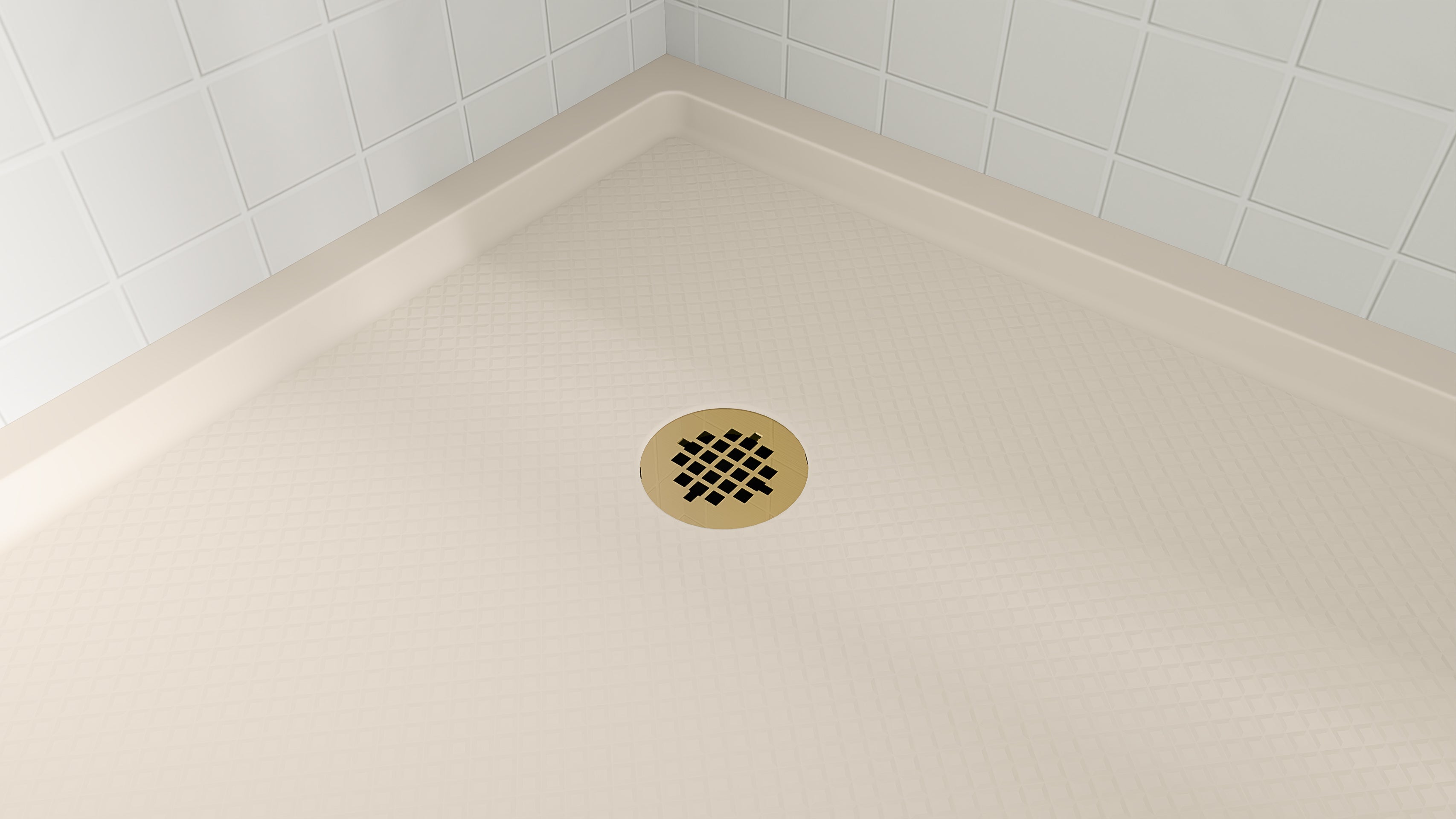 DreamLine SlimLine 36" D x 36" W x 2 3/4" H Neo-Angle Shower Base & 2" Corner Round Drain